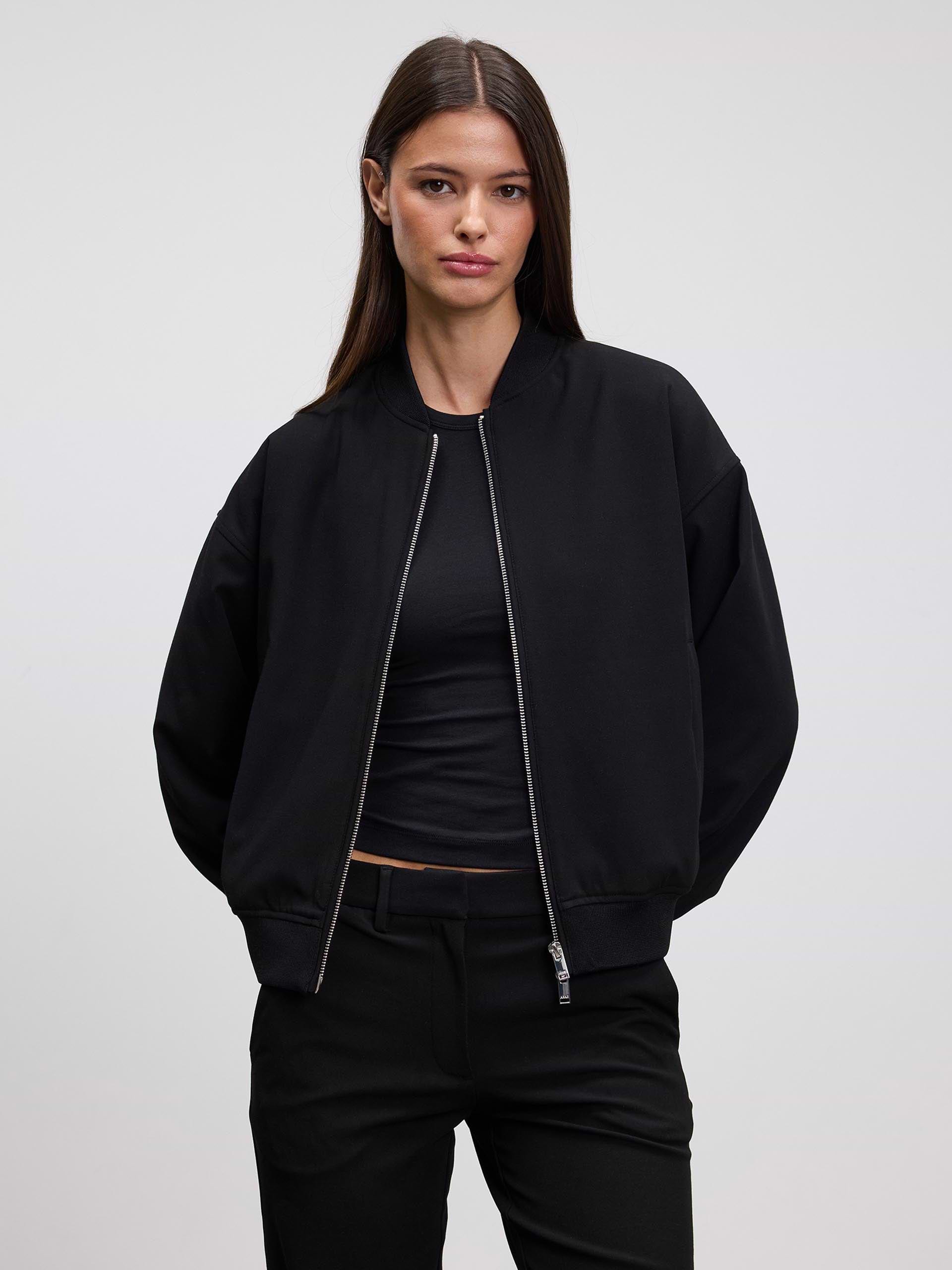 Womens Smart Bomber Jacket in Black