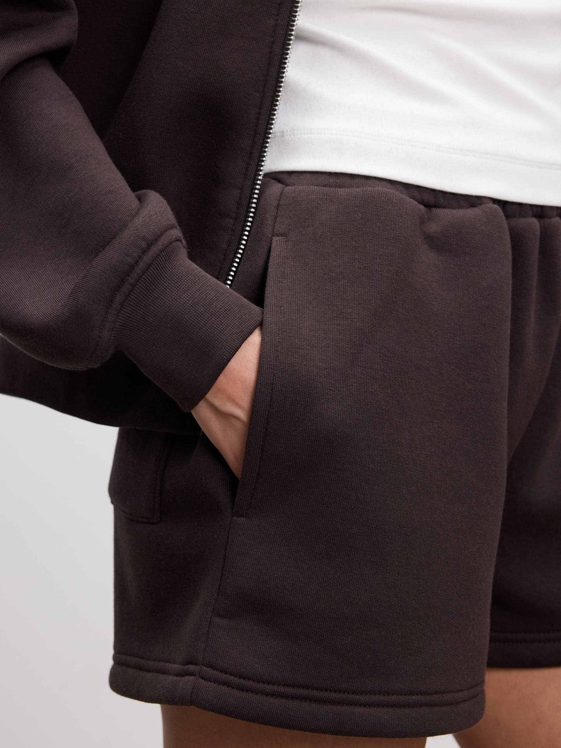 Womens Neoprene Funnel Neck Jacket in Brown