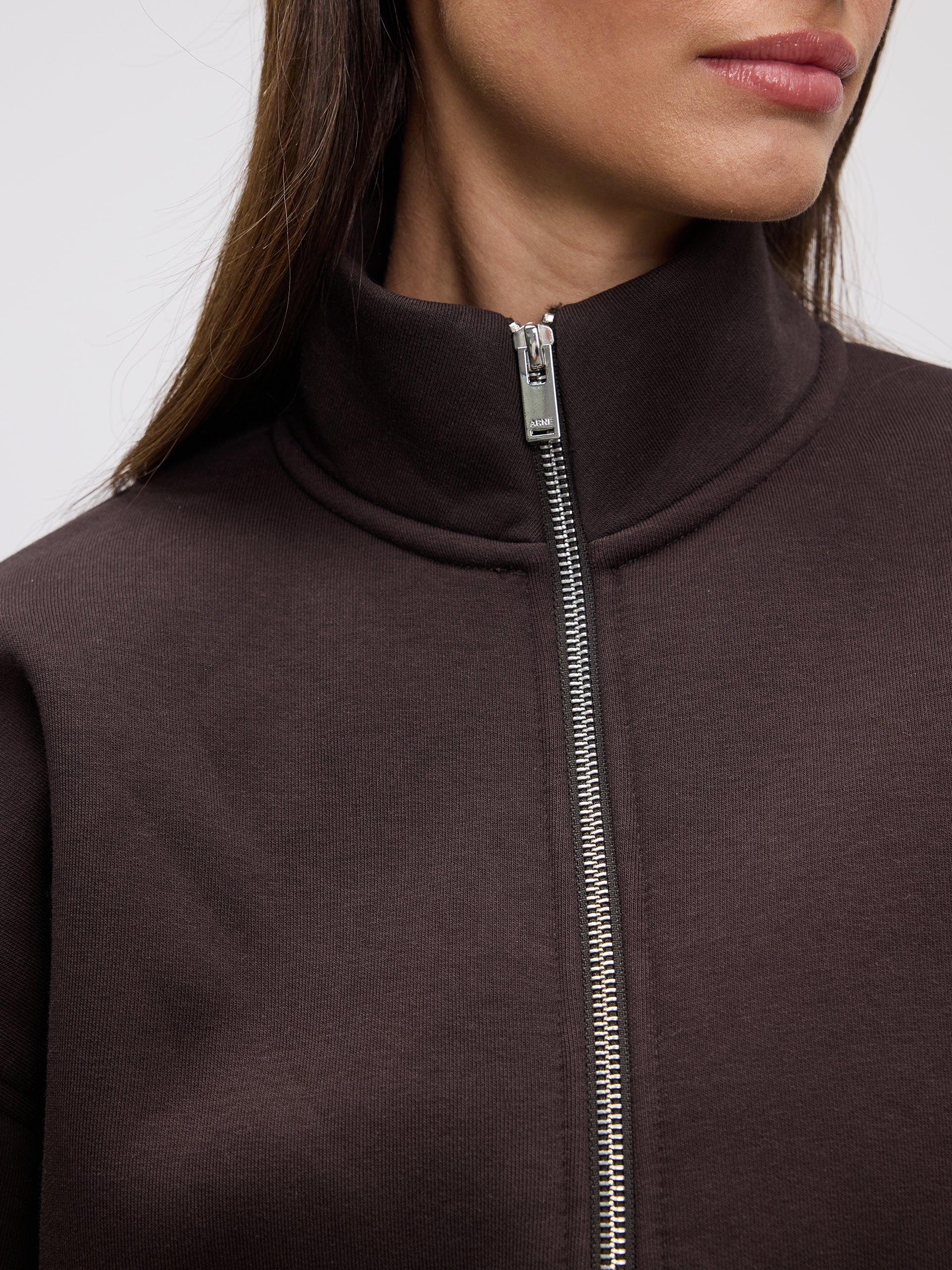 Womens Neoprene Funnel Neck Jacket in Brown