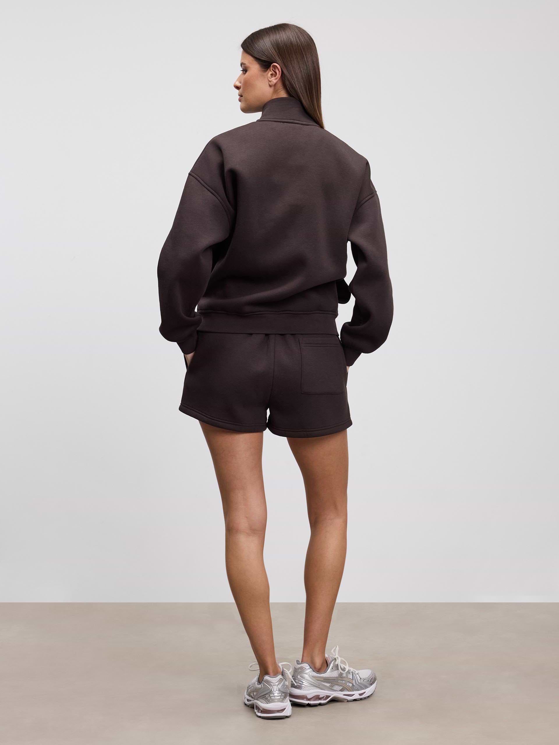 Womens Neoprene Funnel Neck Jacket in Brown