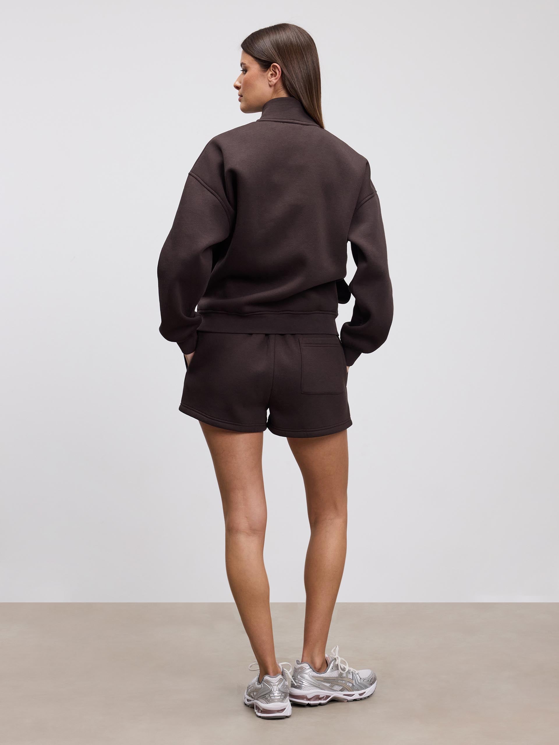 Womens Neoprene Funnel Neck Jacket in Brown