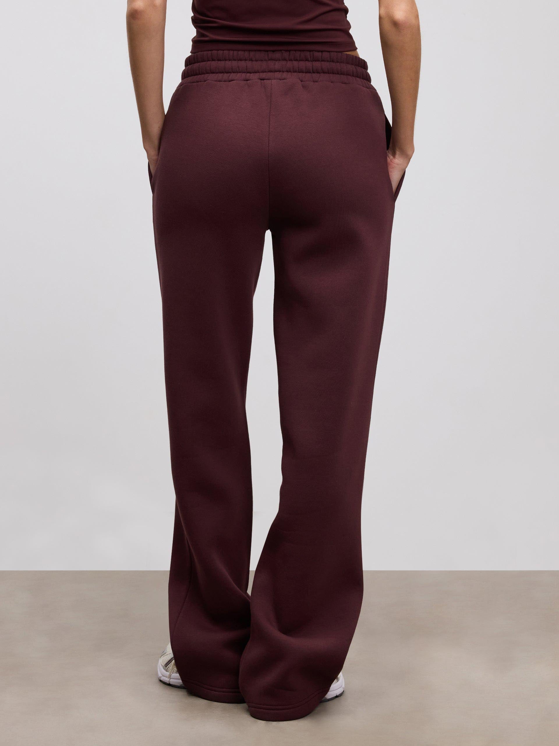 Womens Neoprene Straight Leg Jogger in Burgundy