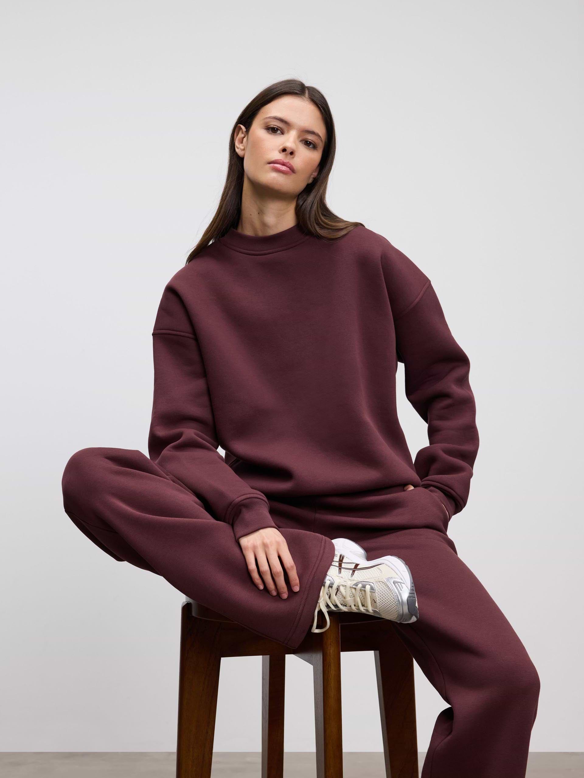 Womens Neoprene Sweatshirt in Burgundy