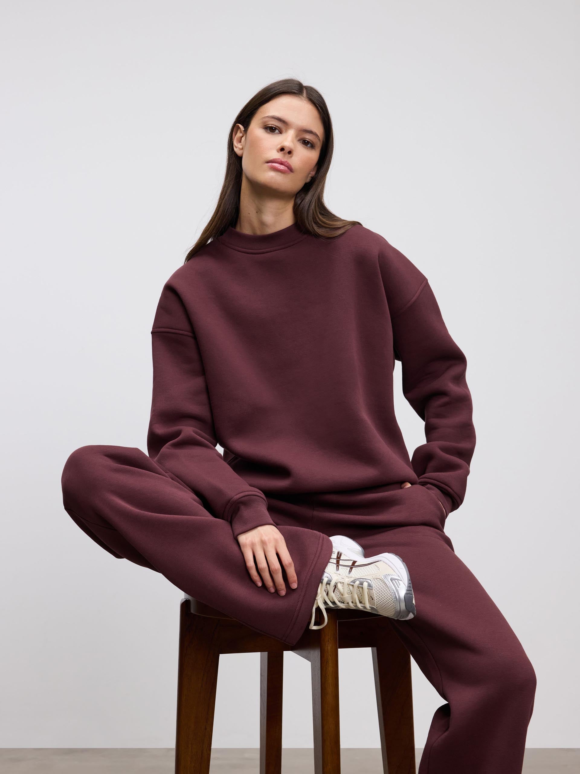 Womens Neoprene Sweatshirt in Burgundy