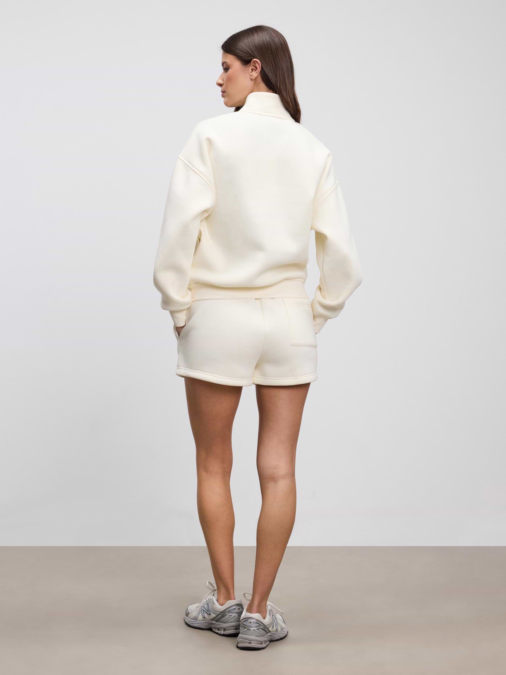 Womens Neoprene Funnel Neck Jacket in Ecru