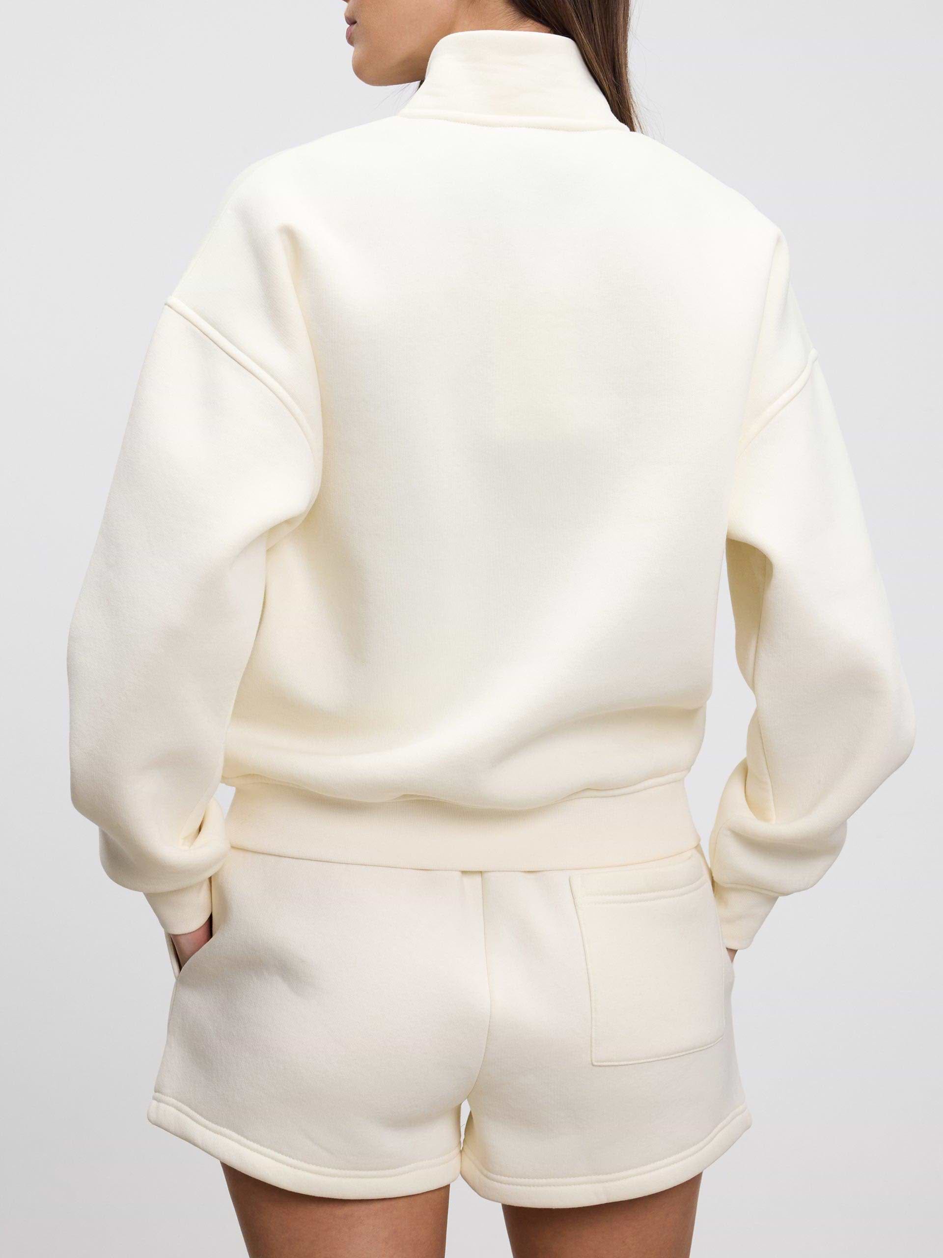 Womens Neoprene Funnel Neck Jacket in Ecru