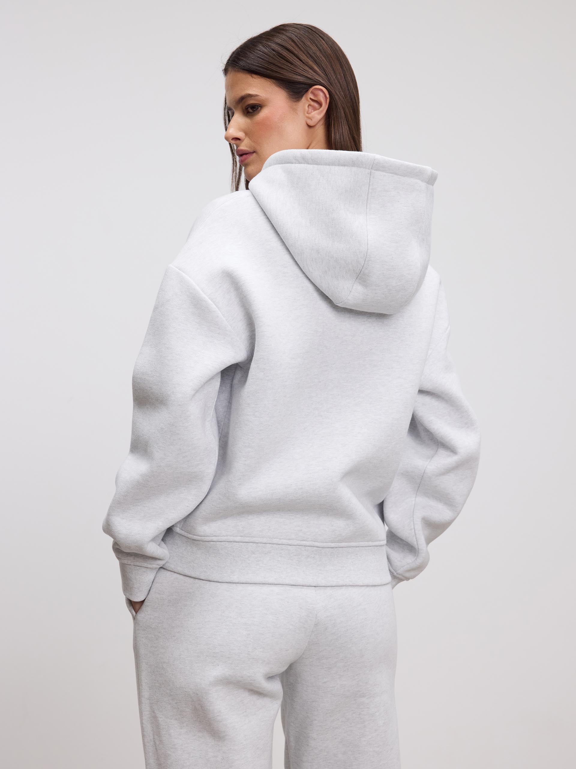 Womens Relaxed Zip Hoodie in Marl Grey