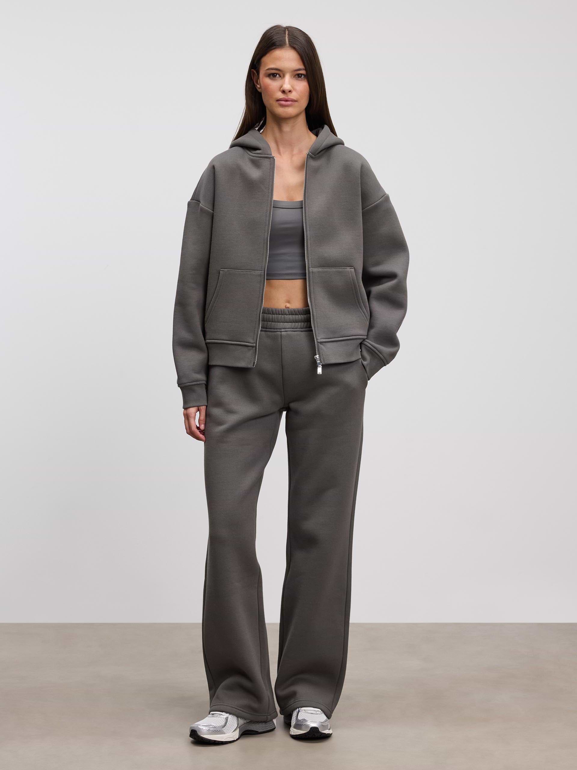 Womens Relaxed Zip Hoodie in Grey