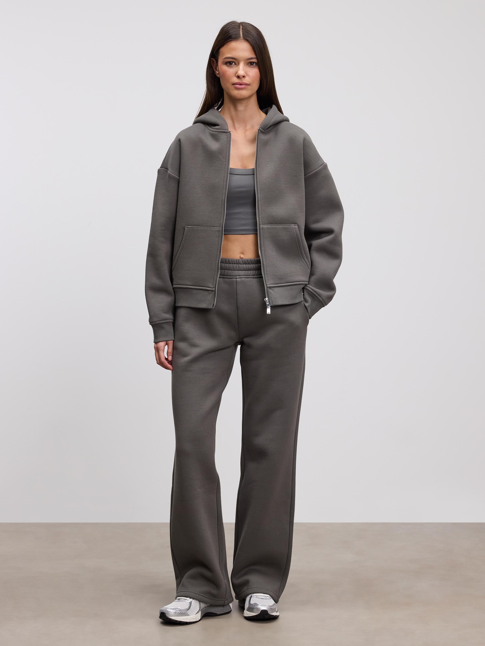 Womens Relaxed Zip Hoodie in Grey