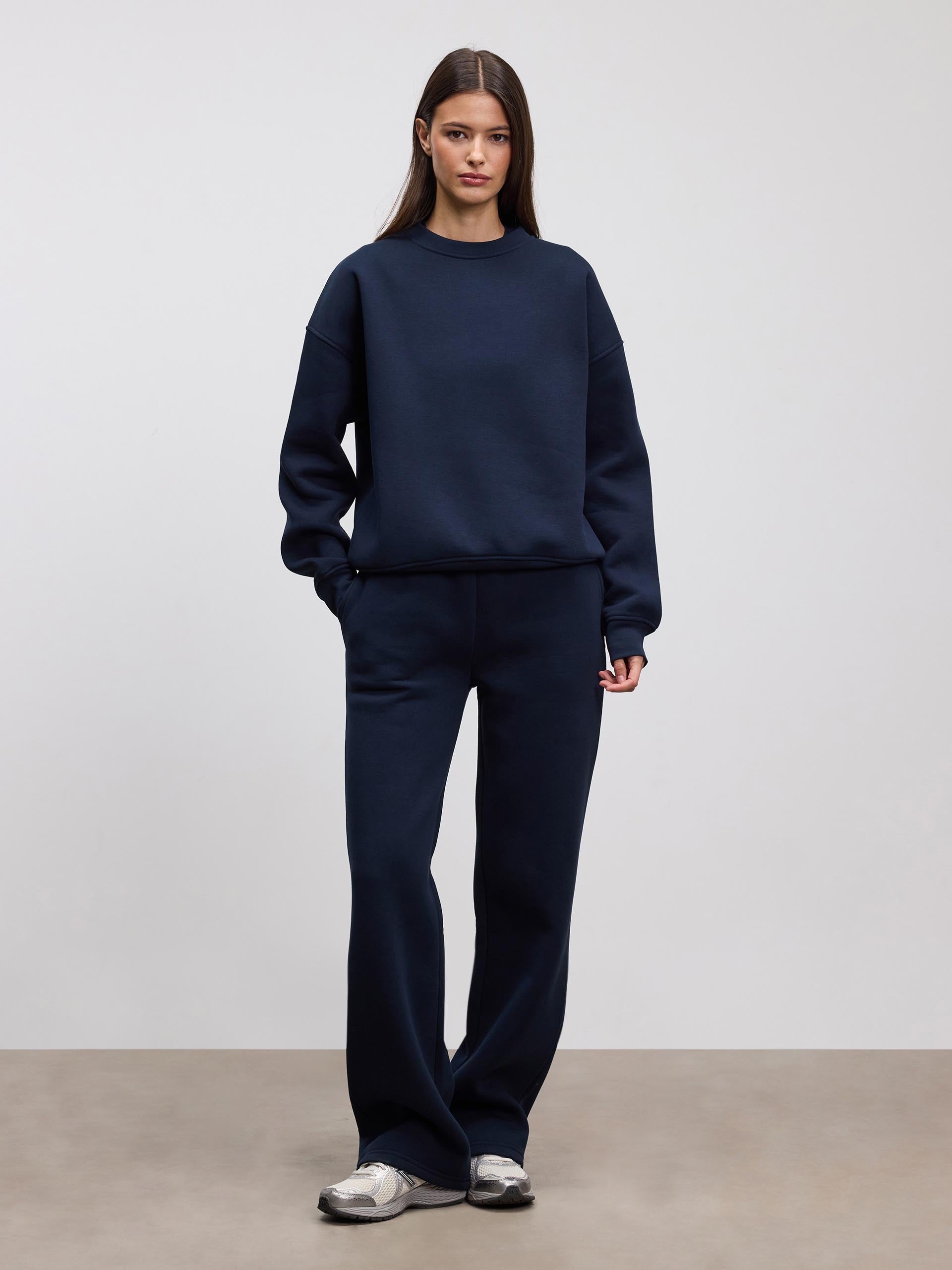 Womens Neoprene Straight Leg Jogger in Navy