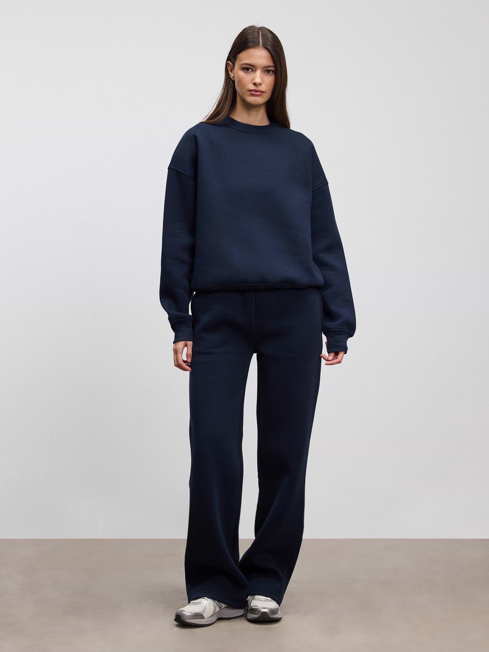 Womens Neoprene Straight Leg Jogger in Navy