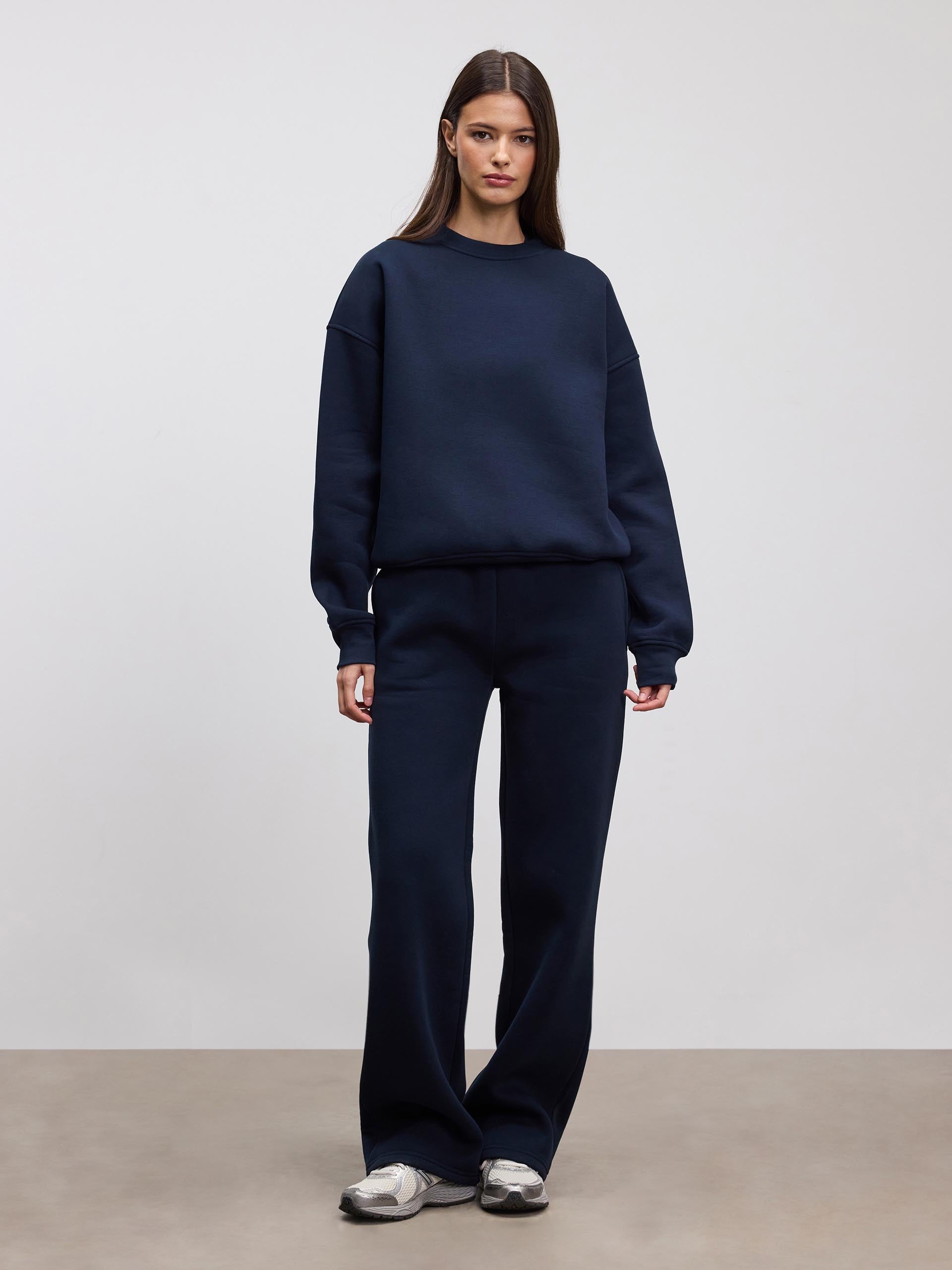 Womens Neoprene Straight Leg Jogger in Navy