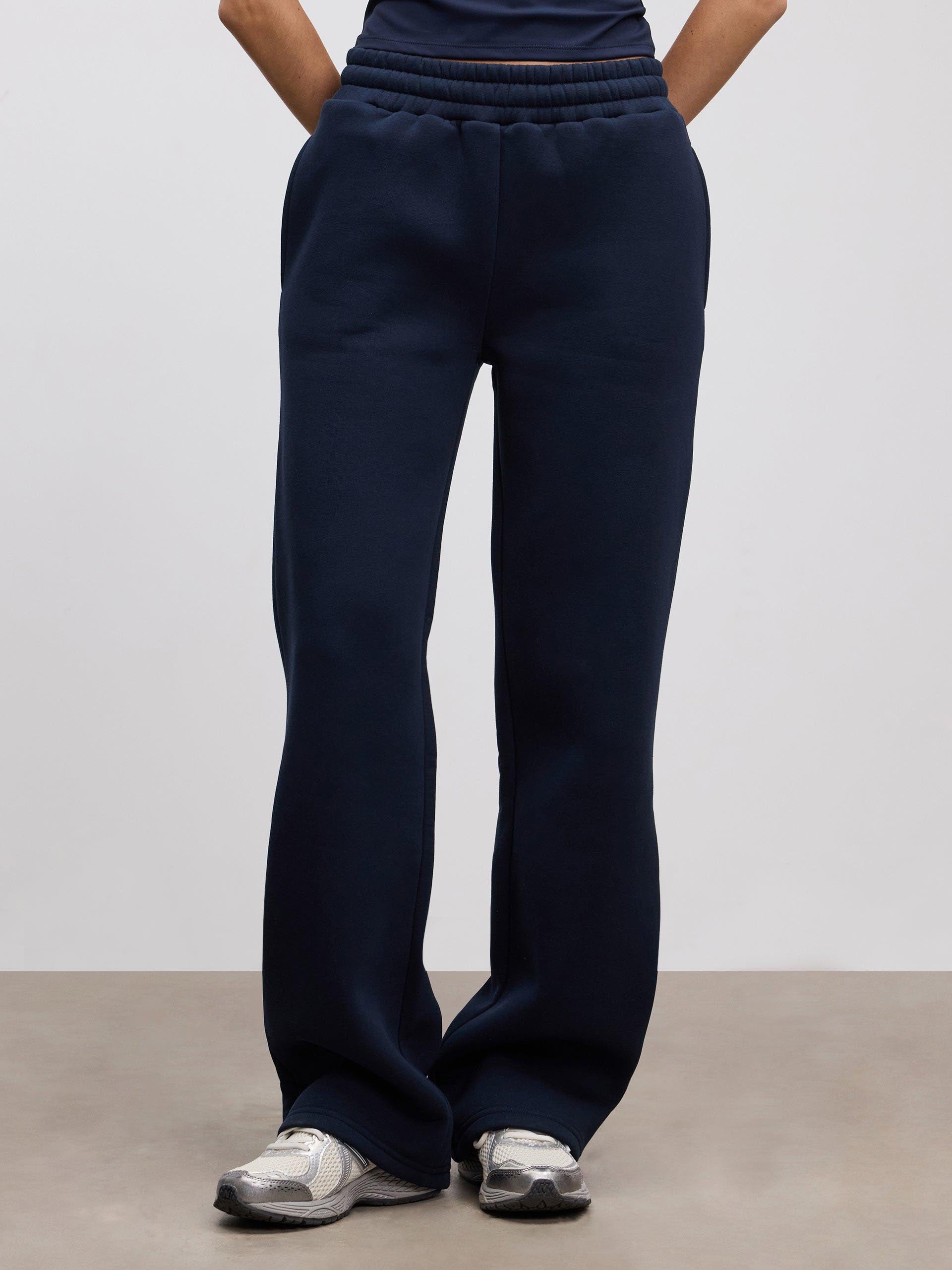 Womens Neoprene Straight Leg Jogger in Navy
