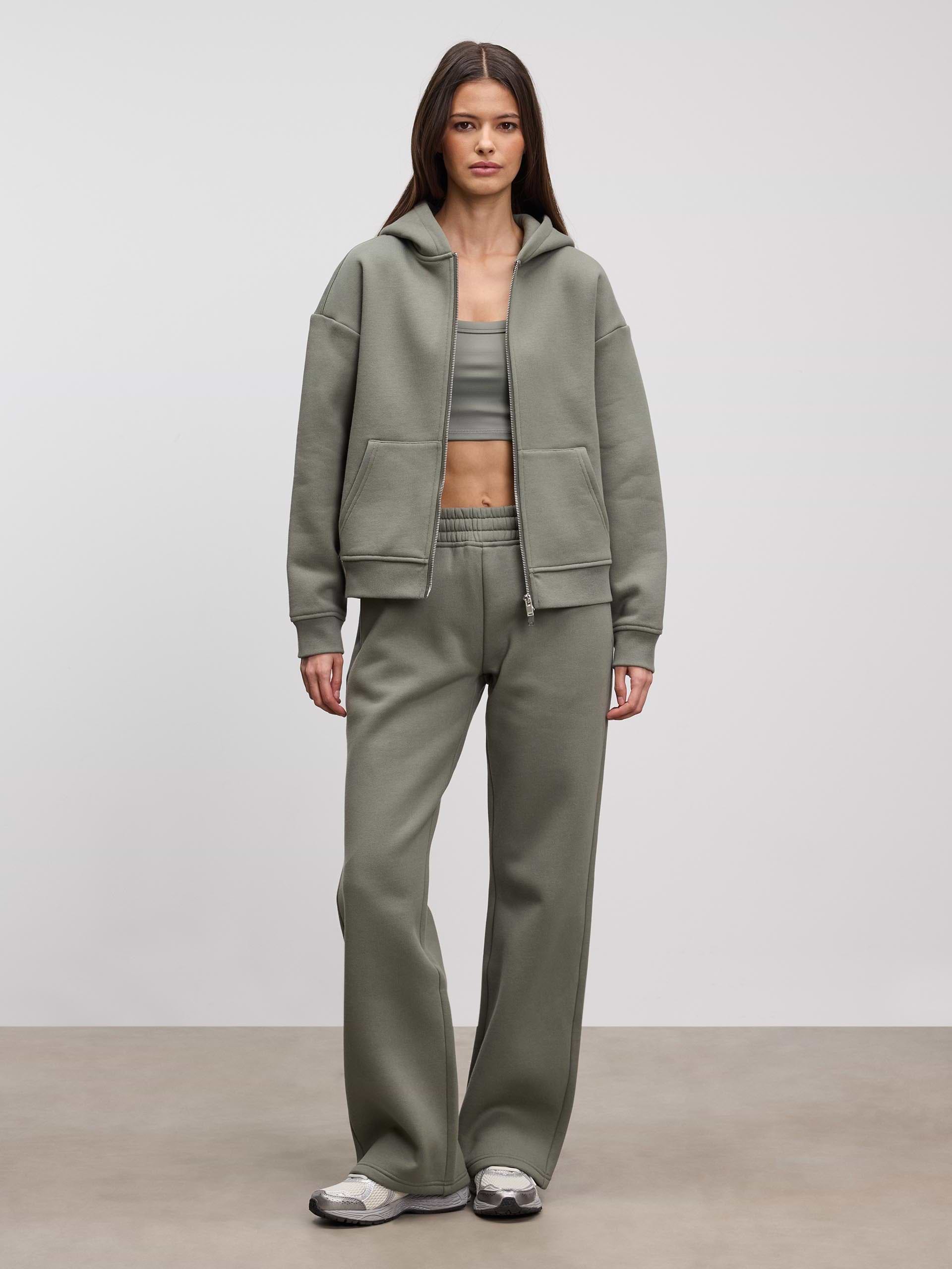 Womens Relaxed Zip Hoodie in Sage