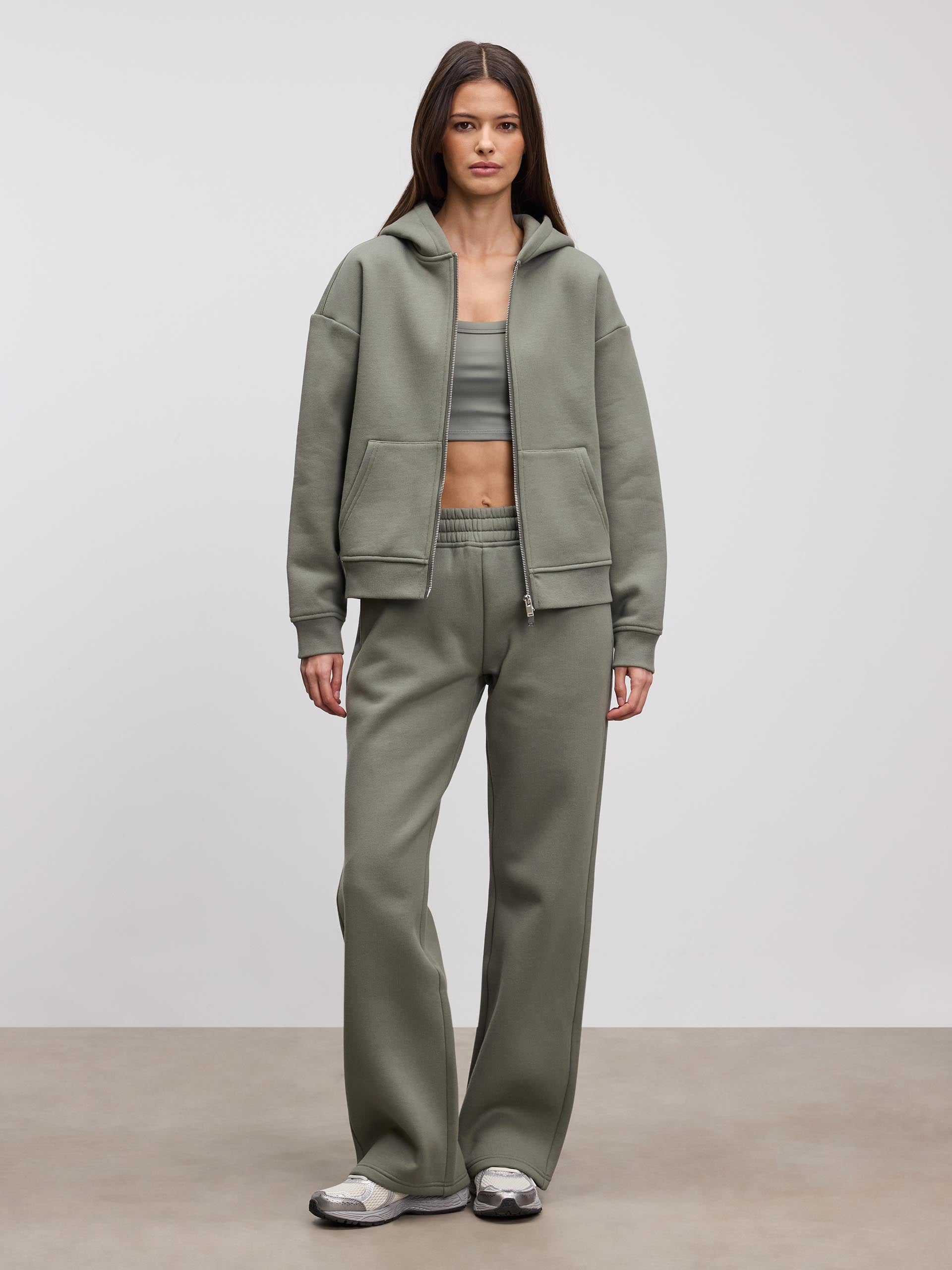 Womens Relaxed Zip Hoodie in Sage