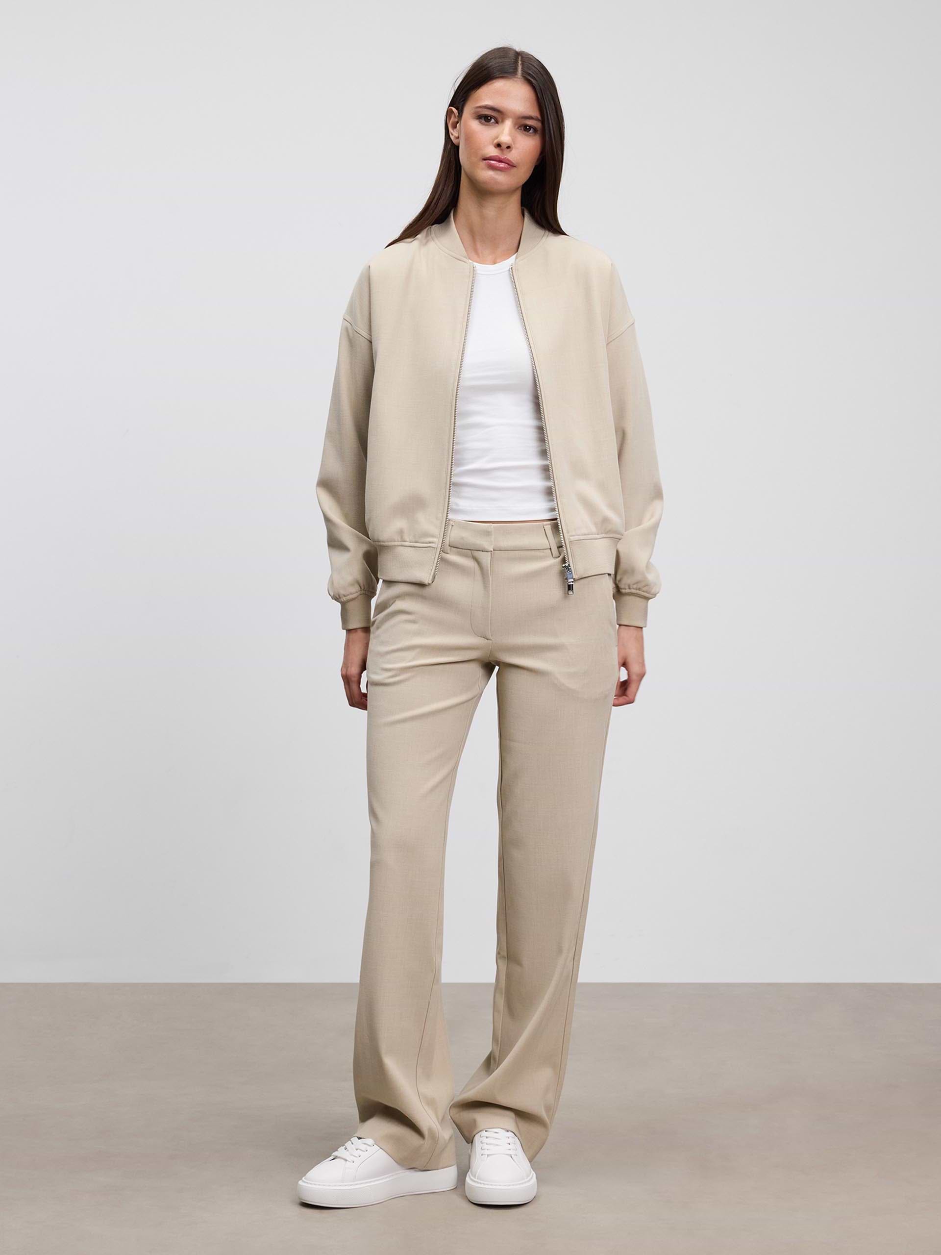 Womens Smart Tailored Trouser in Stone