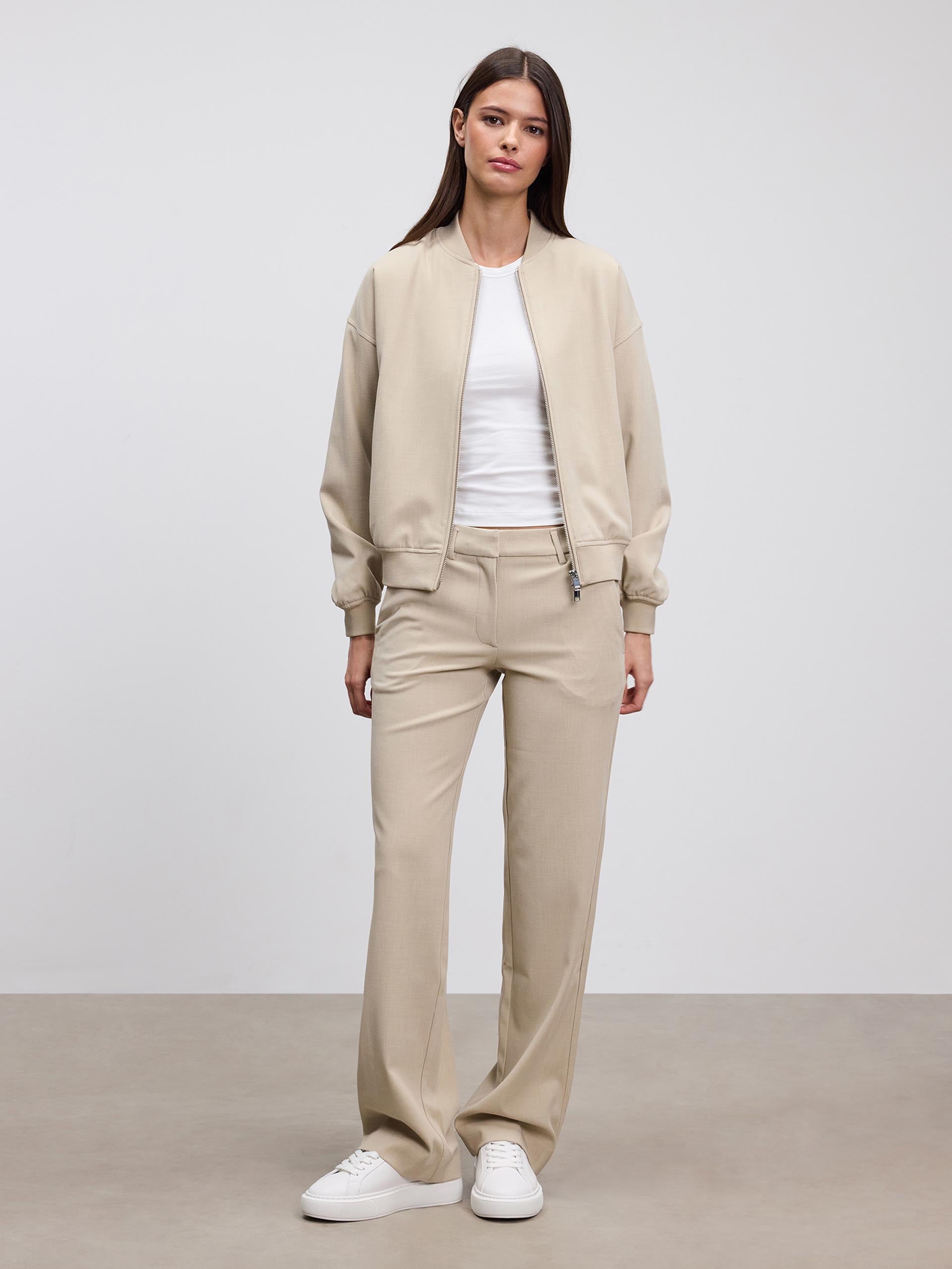 Womens Smart Tailored Trouser in Stone