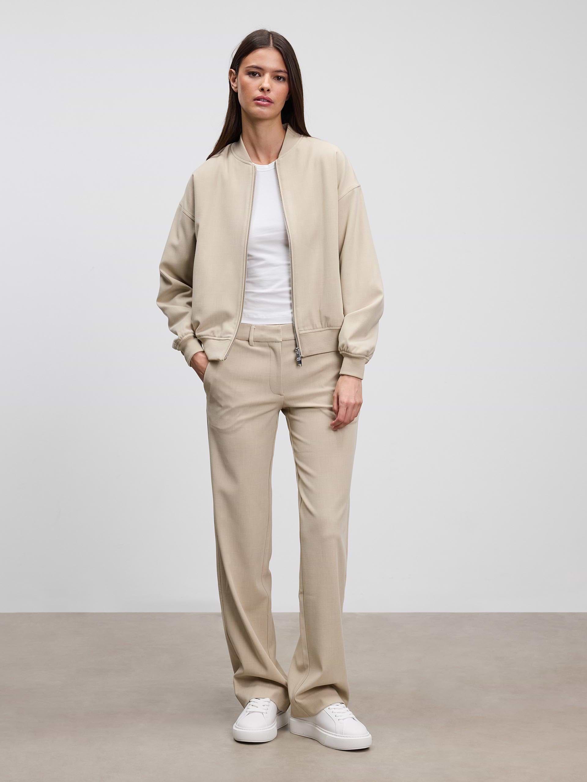 Womens Smart Bomber Jacket in Stone