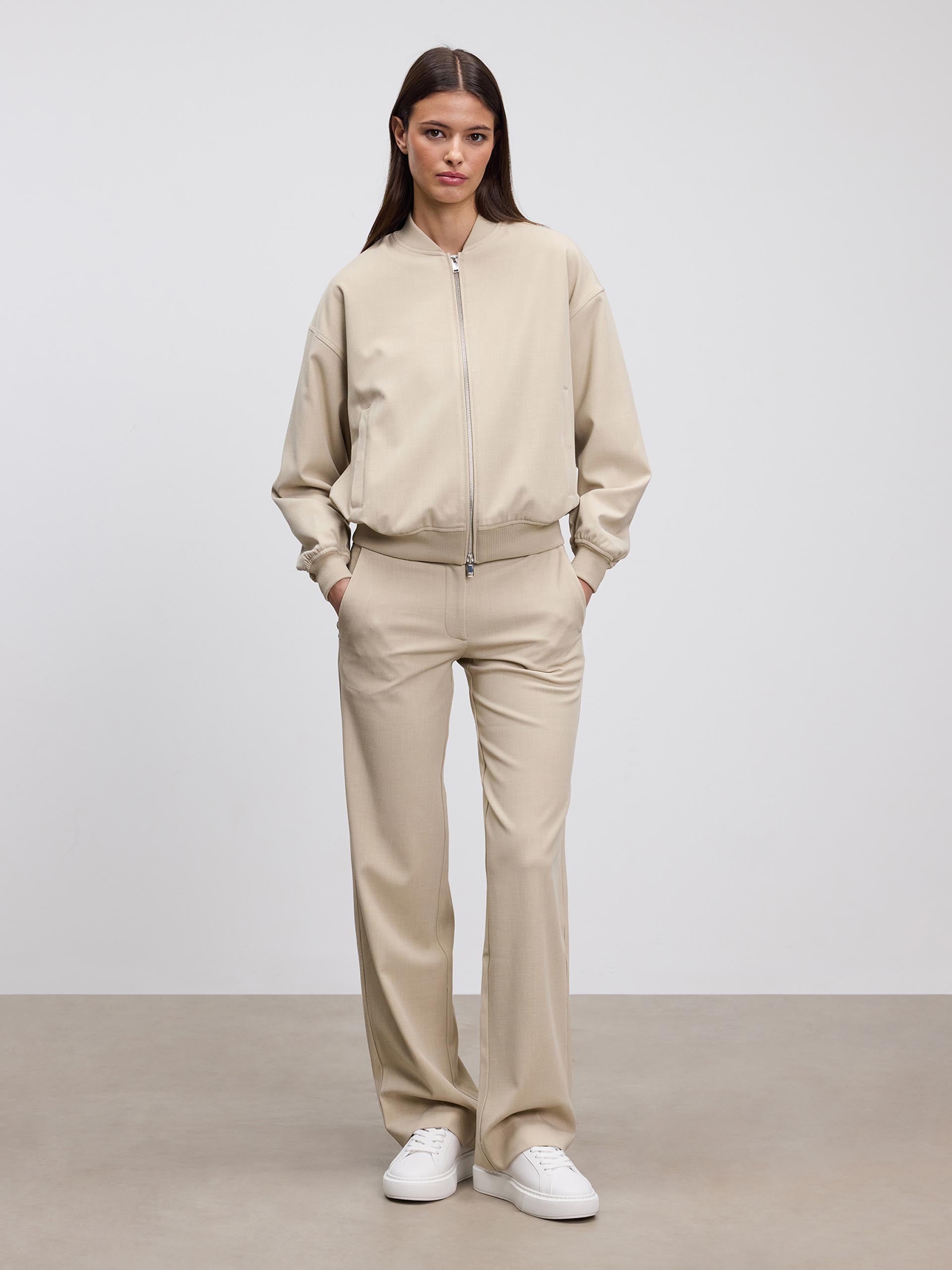 Womens Smart Tailored Trouser in Stone