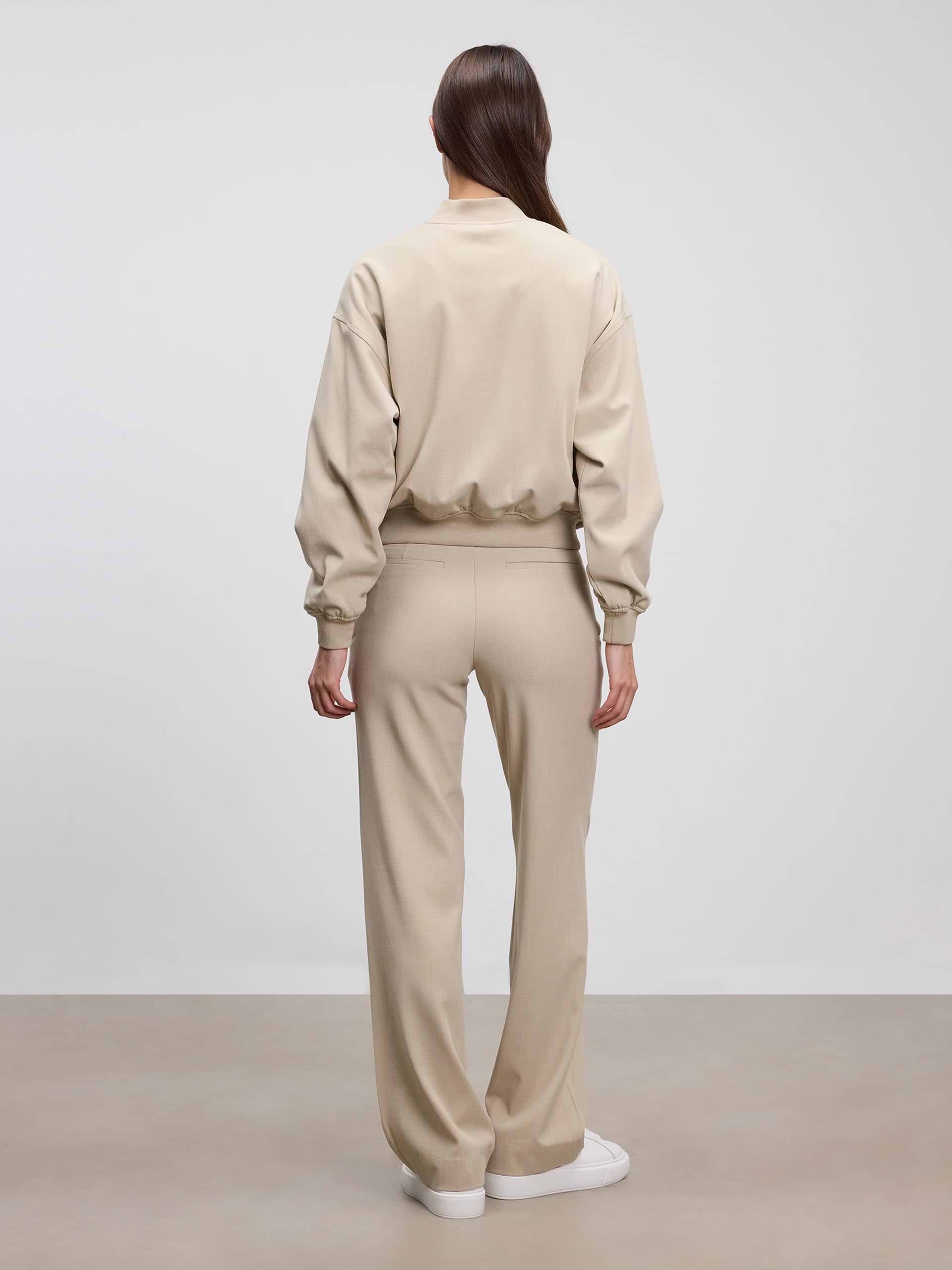Womens Smart Bomber Jacket in Stone