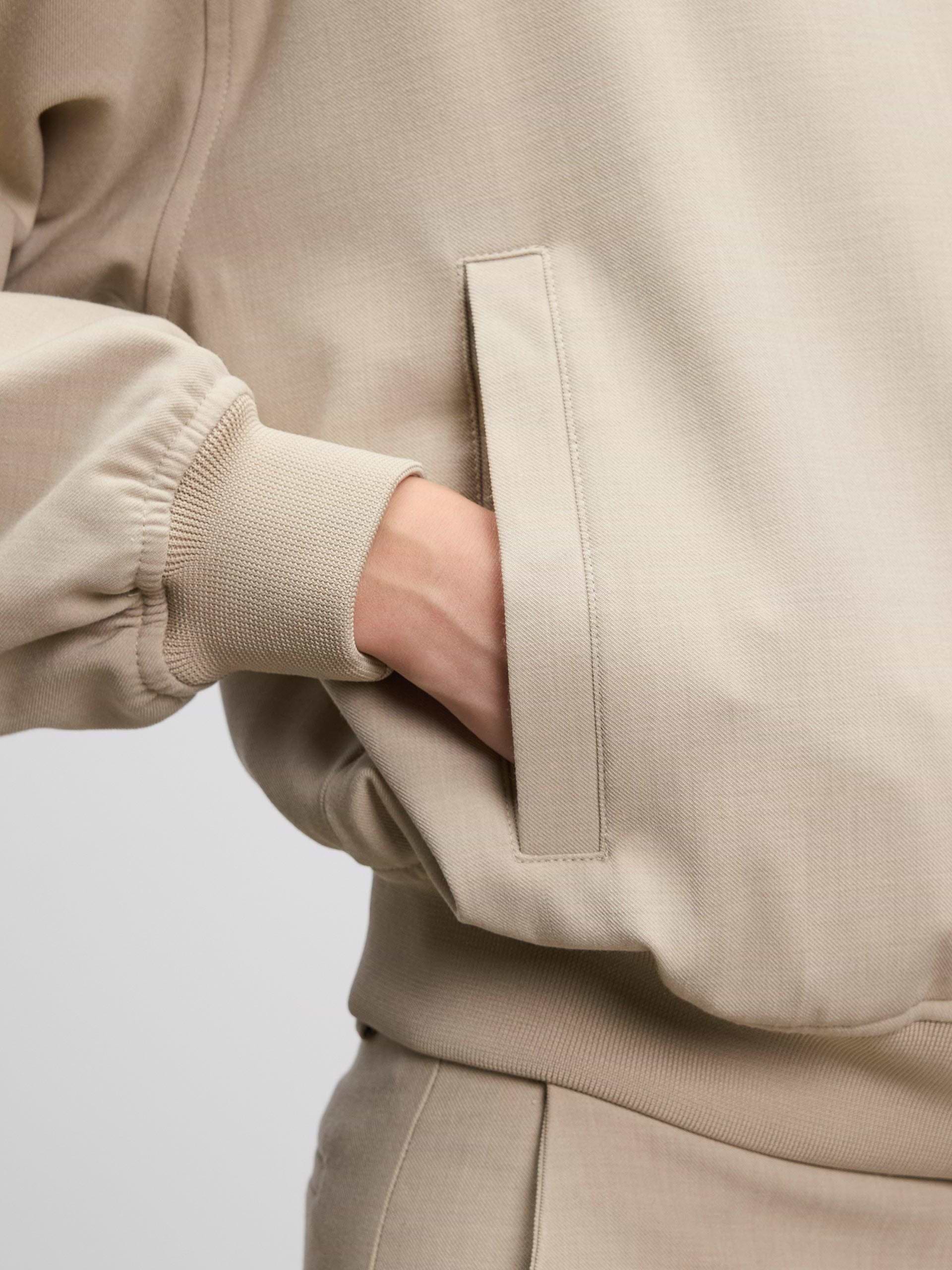 Womens Smart Bomber Jacket in Stone