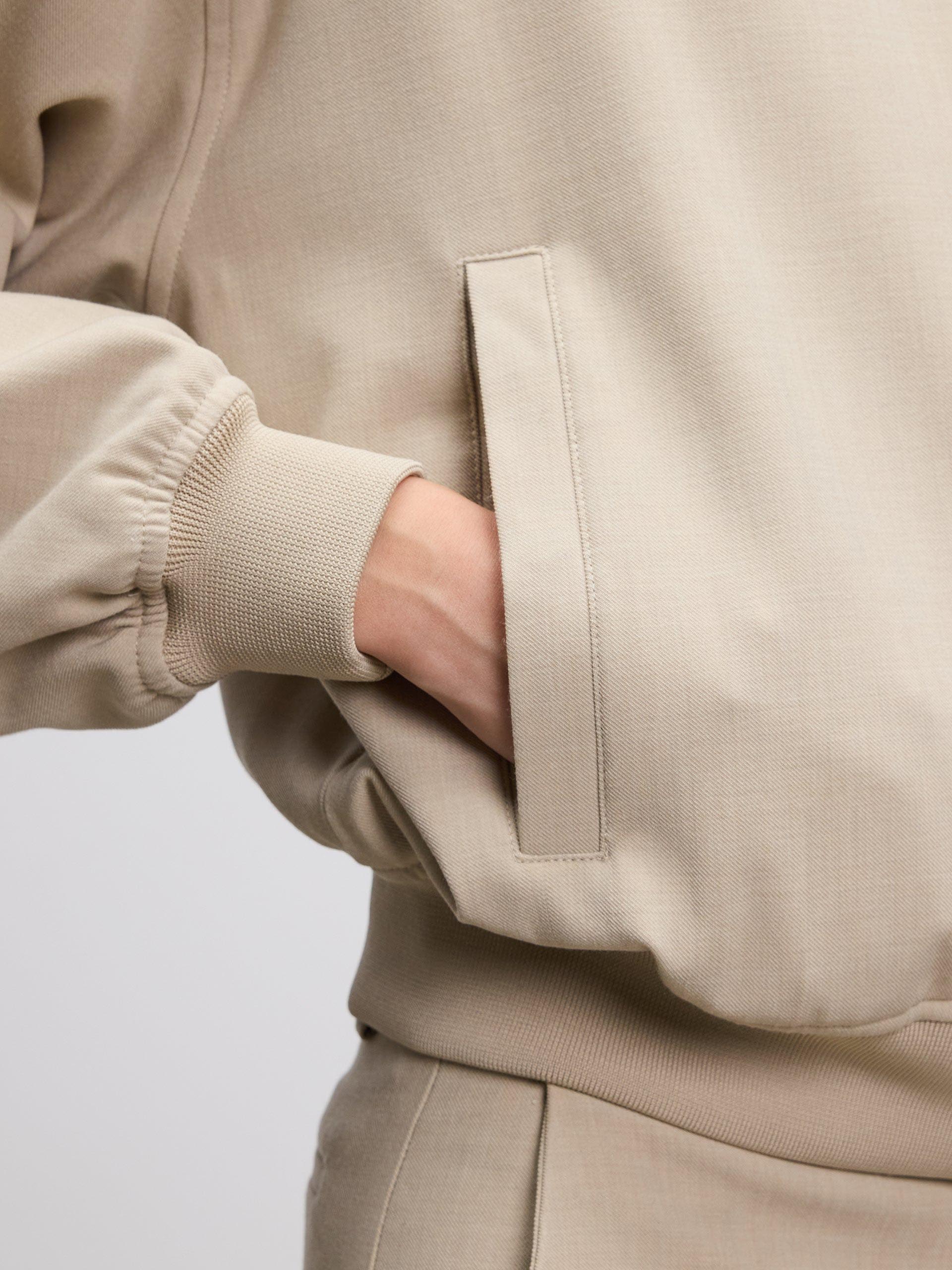 Womens Smart Bomber Jacket in Stone