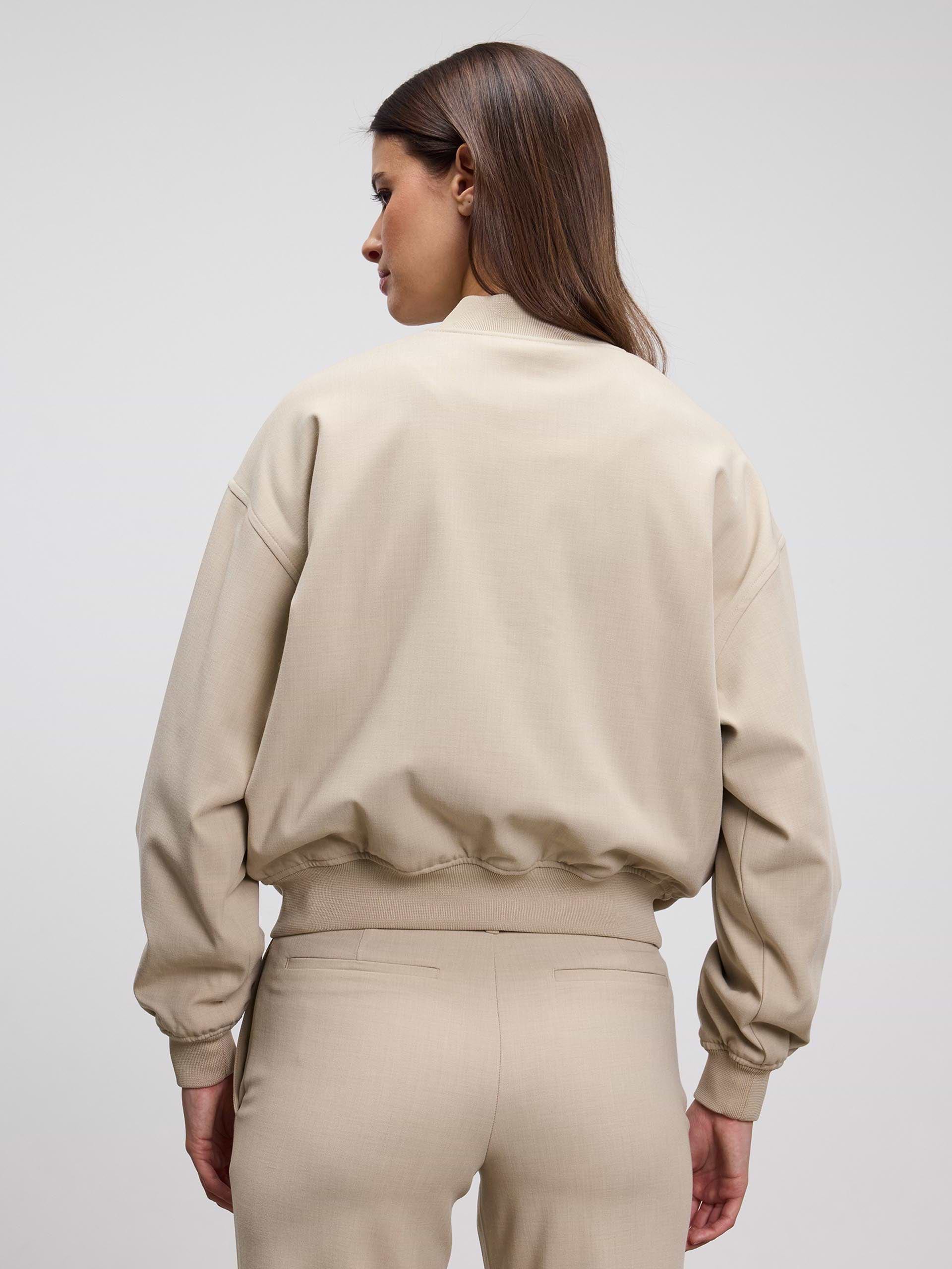 Womens Smart Bomber Jacket in Stone