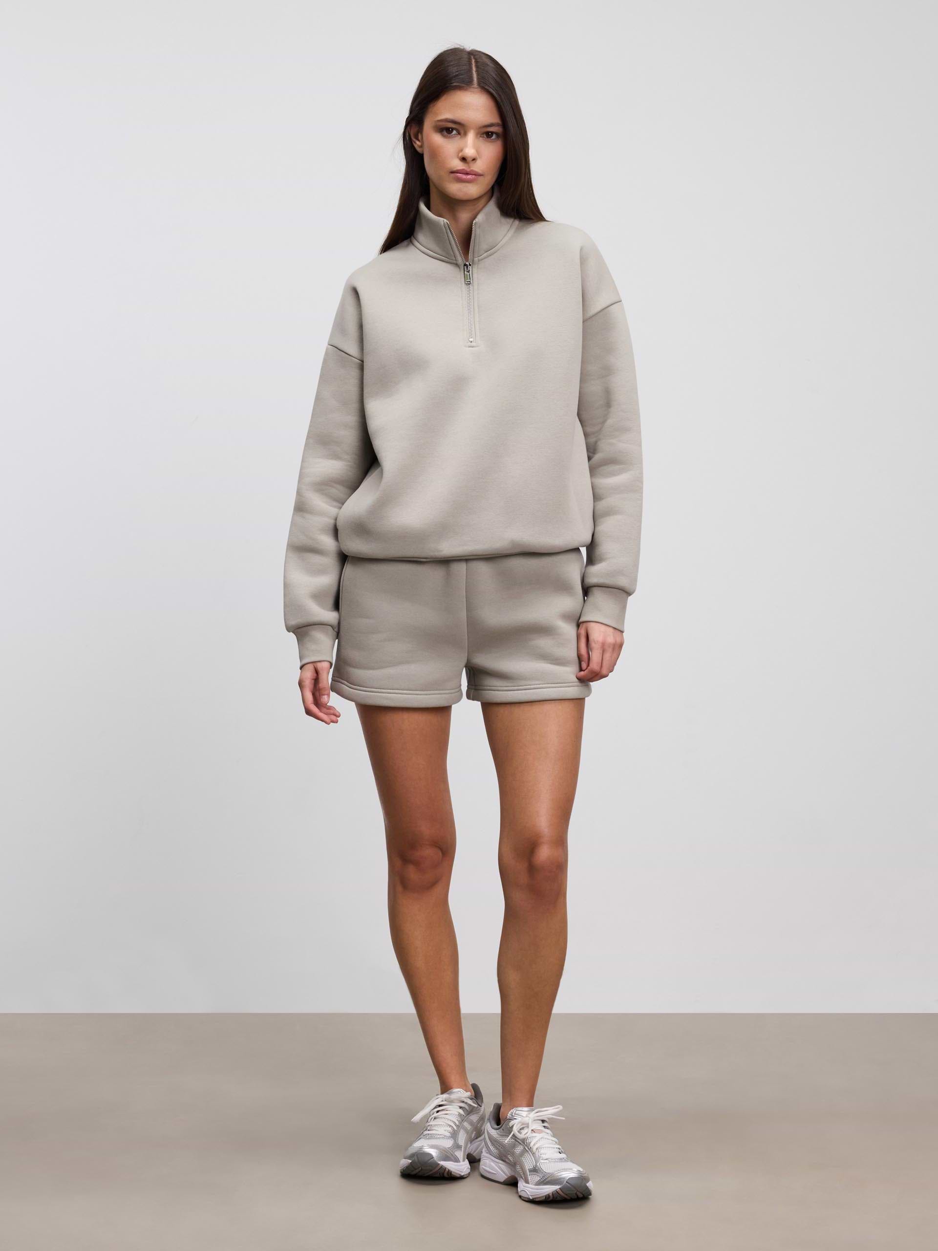 Womens Neoprene Half Zip in Dark Stone