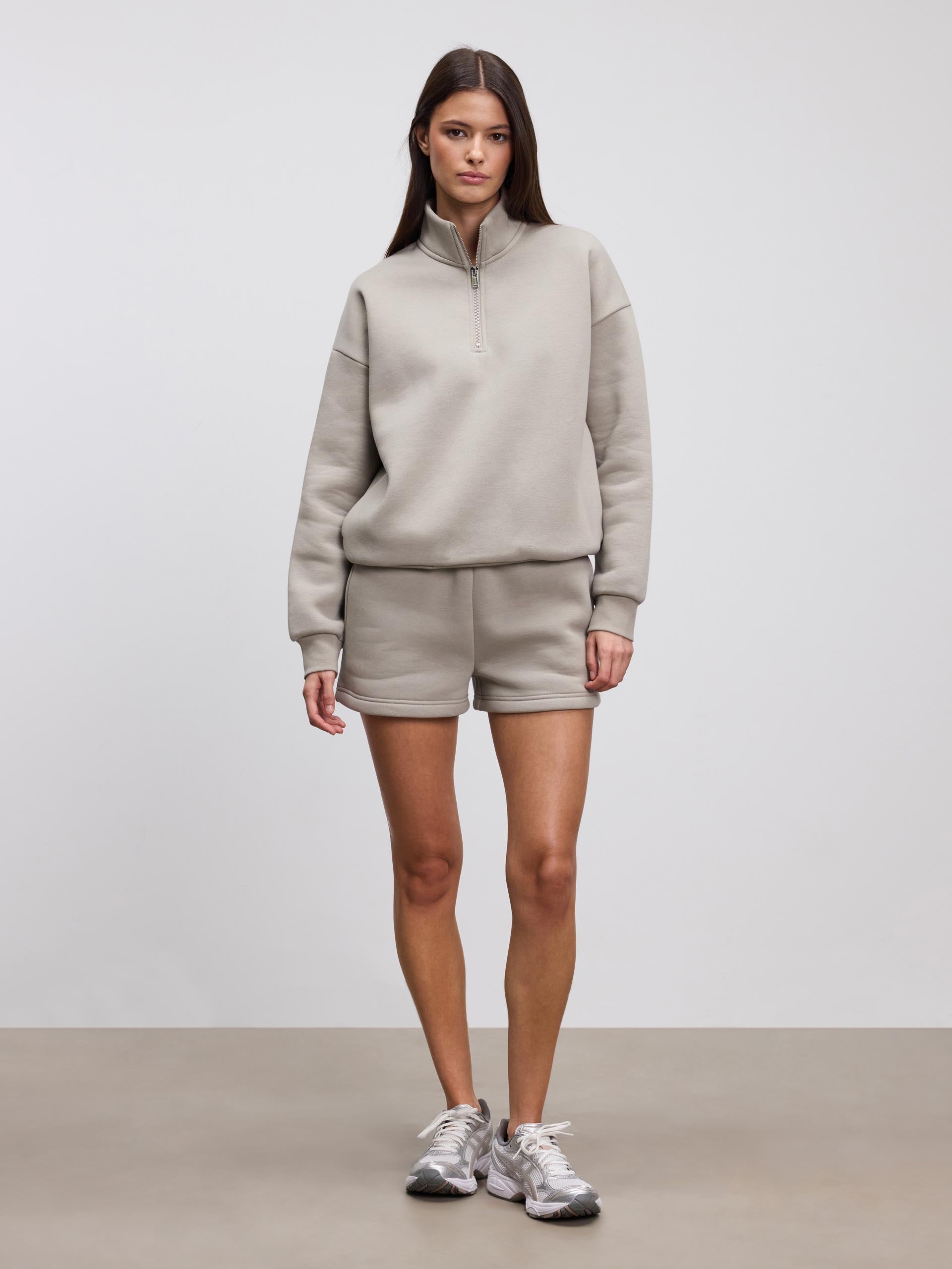 Womens Neoprene Half Zip in Dark Stone