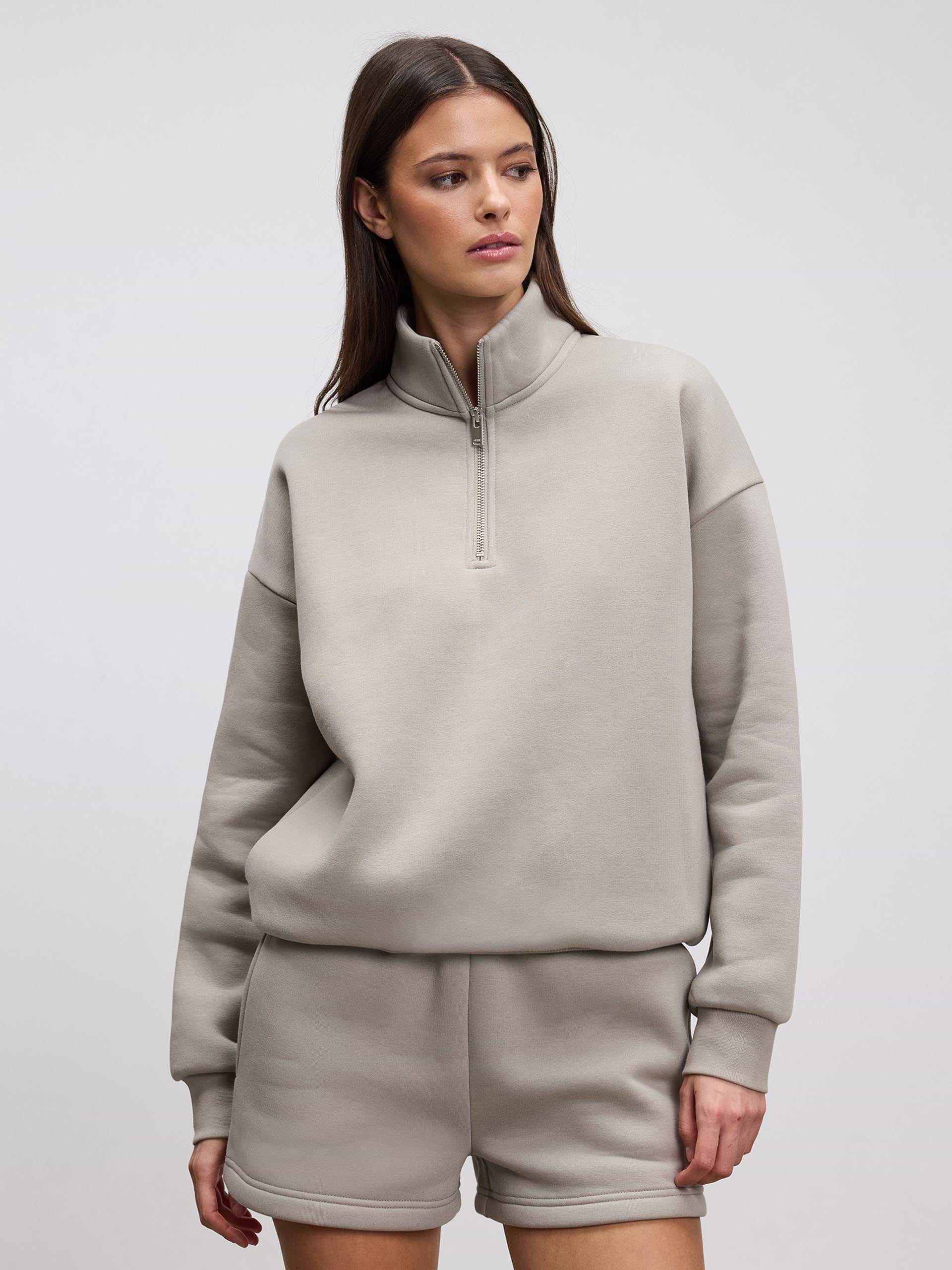 Womens Neoprene Half Zip in Dark Stone