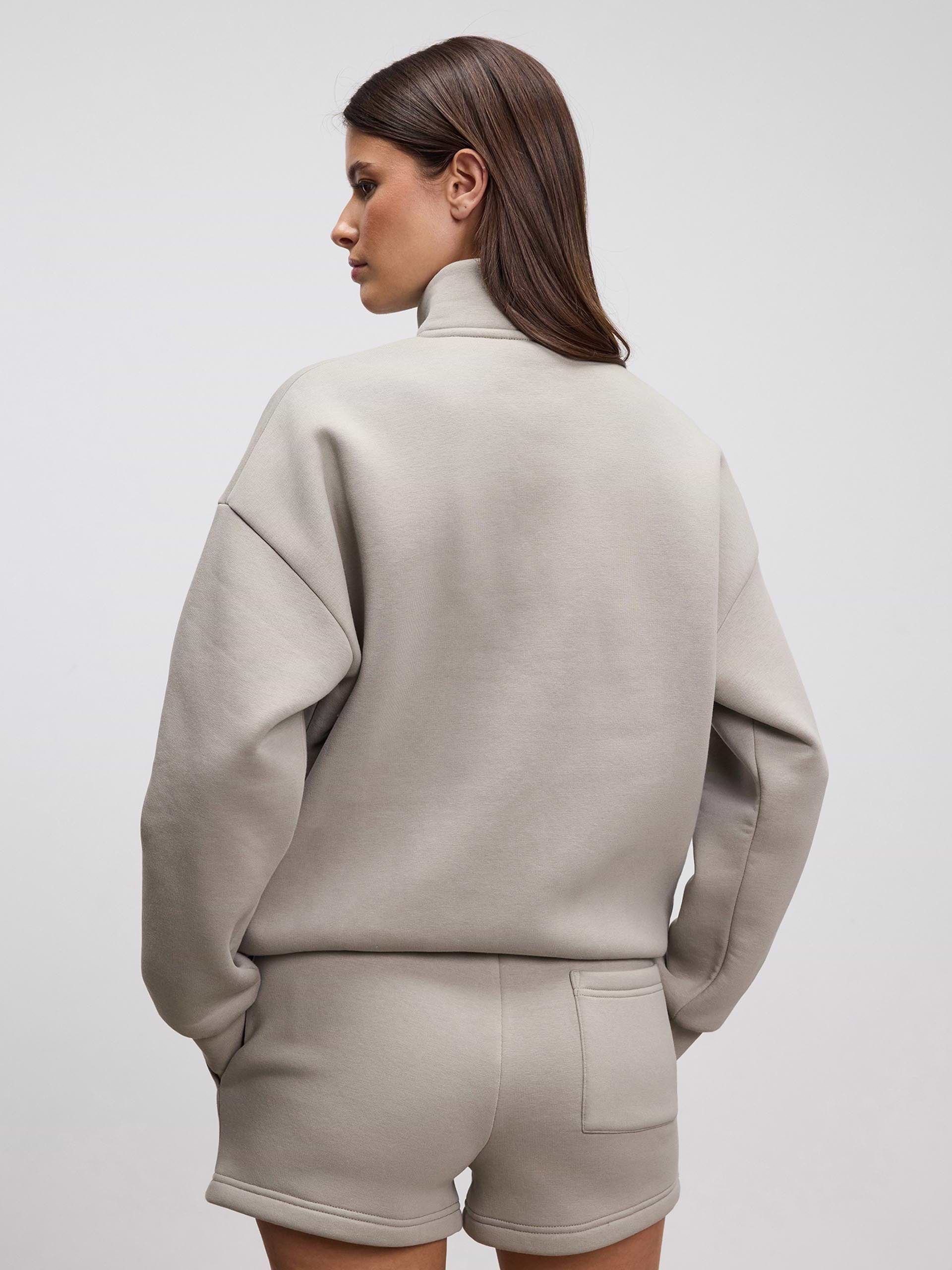 Womens Neoprene Half Zip in Dark Stone