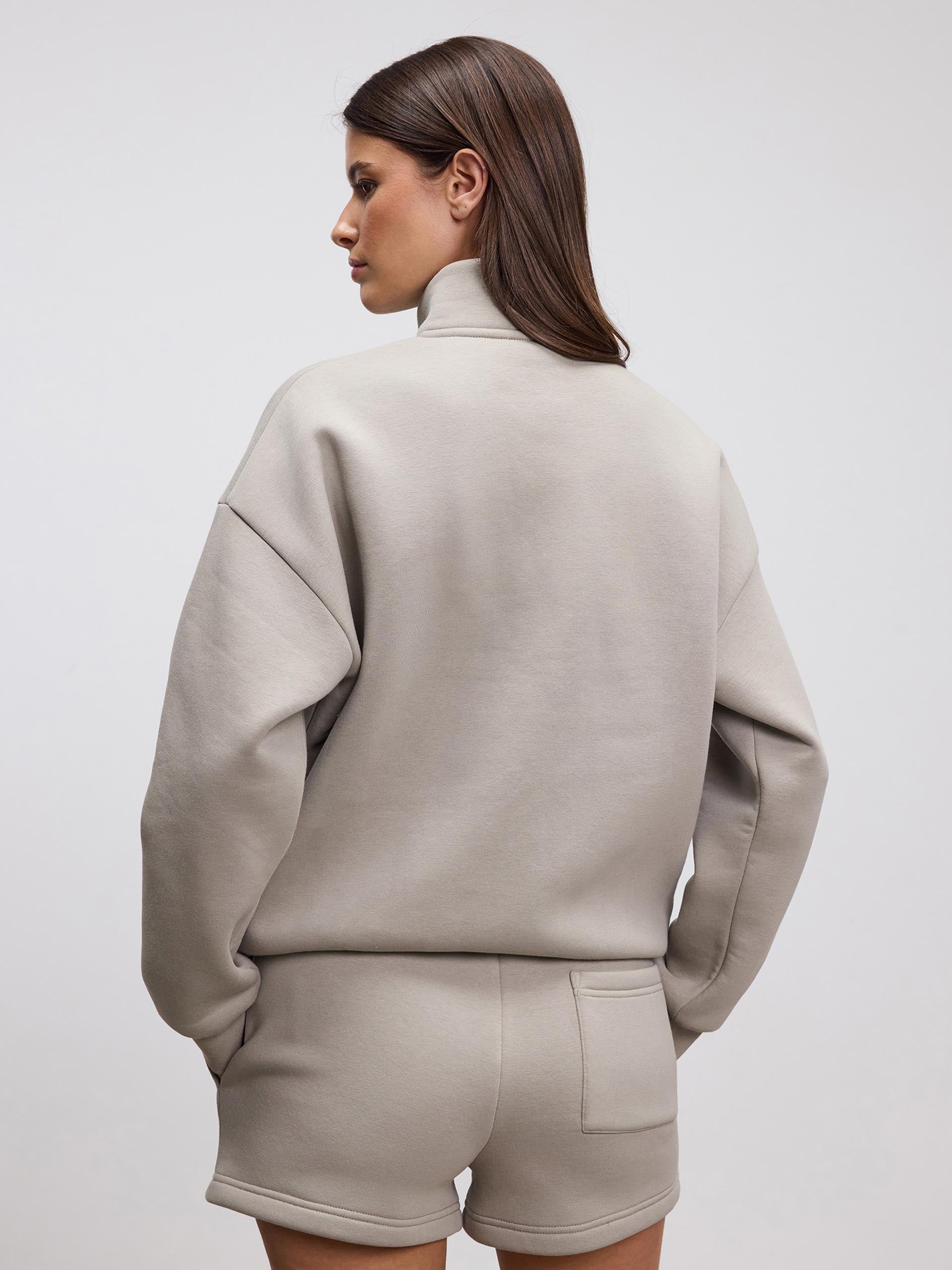 Womens Neoprene Half Zip in Dark Stone