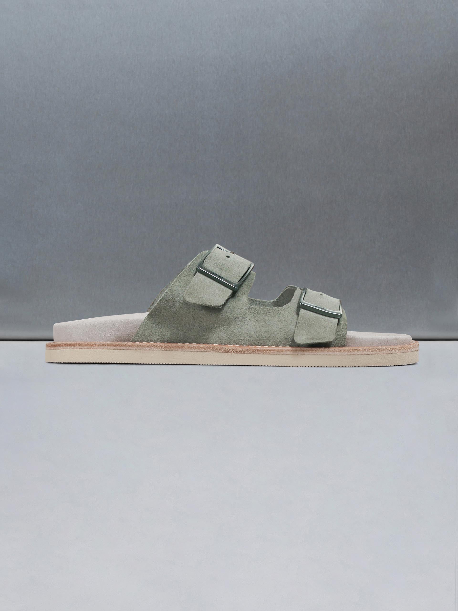 Suede Sandal in Olive
