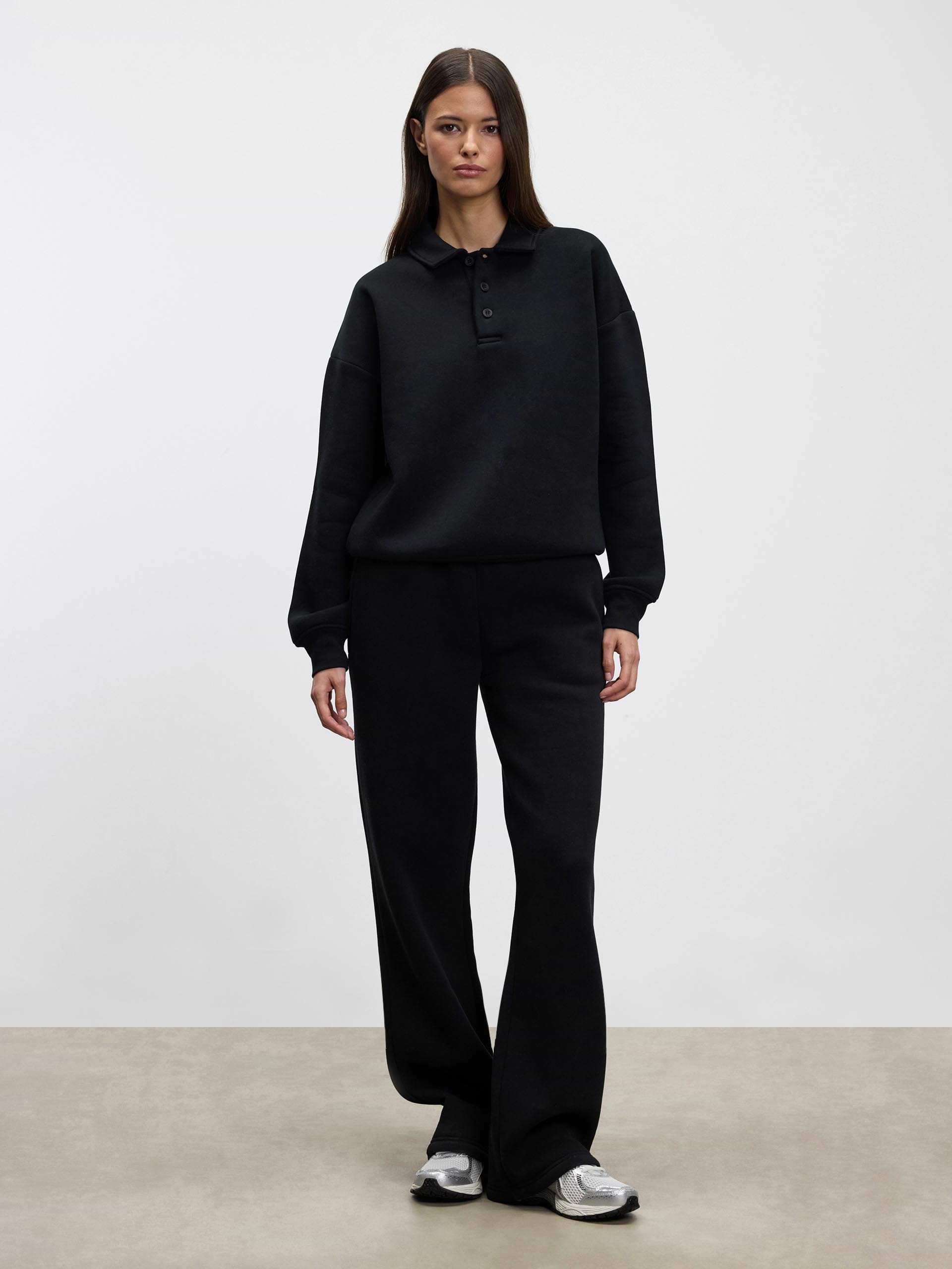 Womens Neoprene Straight Leg Jogger in Black