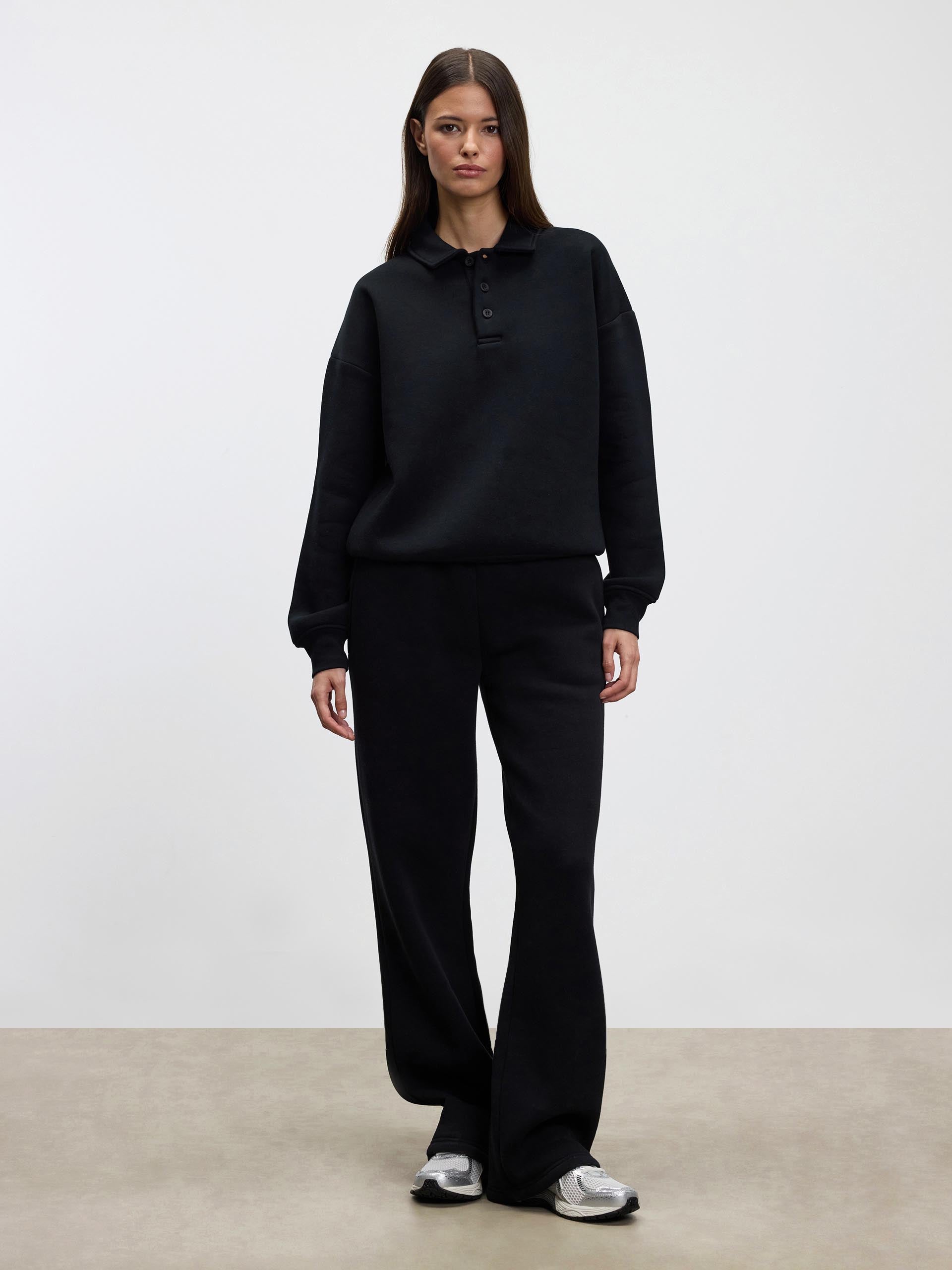 Womens Neoprene Straight Leg Jogger in Black