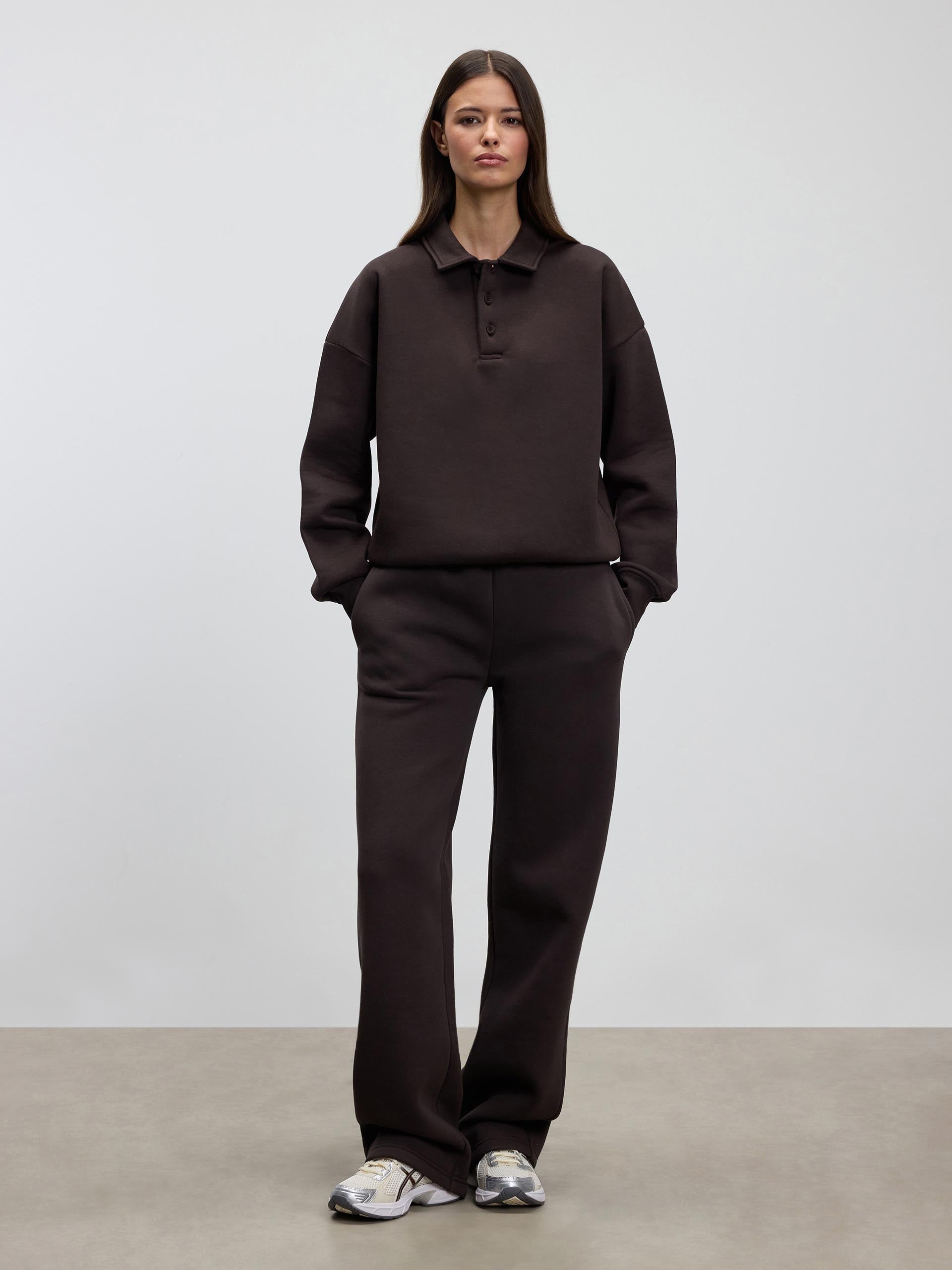 Womens Neoprene Straight Leg Jogger in Brown