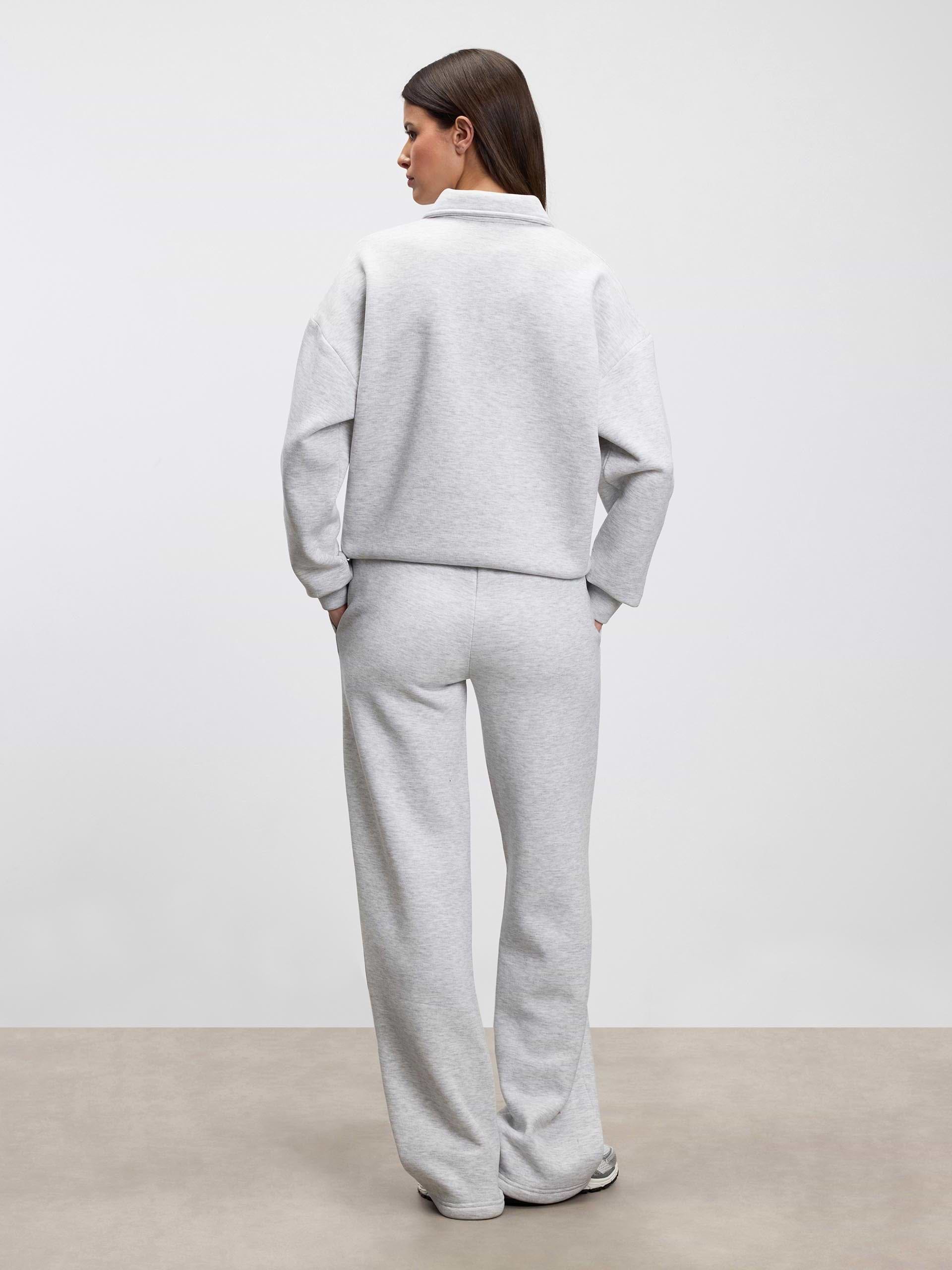Womens Neoprene Long Sleeve Polo Shirt in Marl Grey