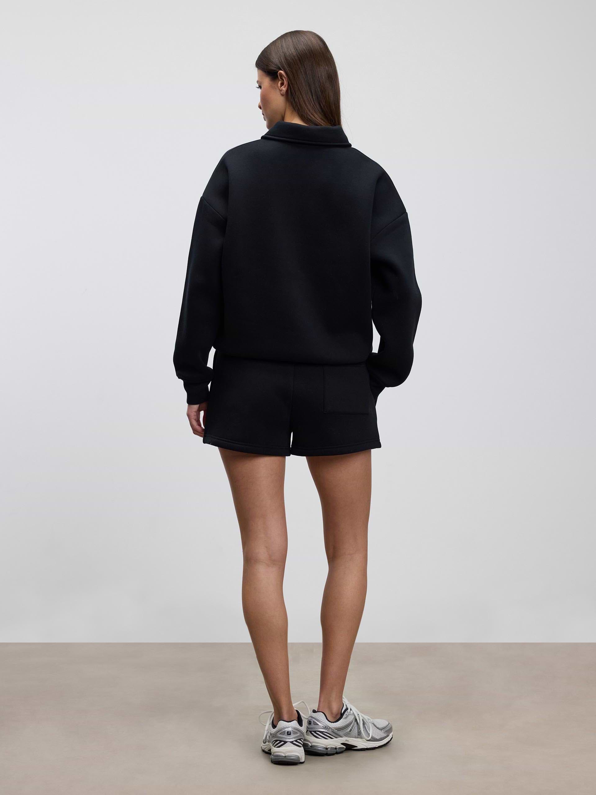 Womens Neoprene Long Sleeve Polo Shirt in Black