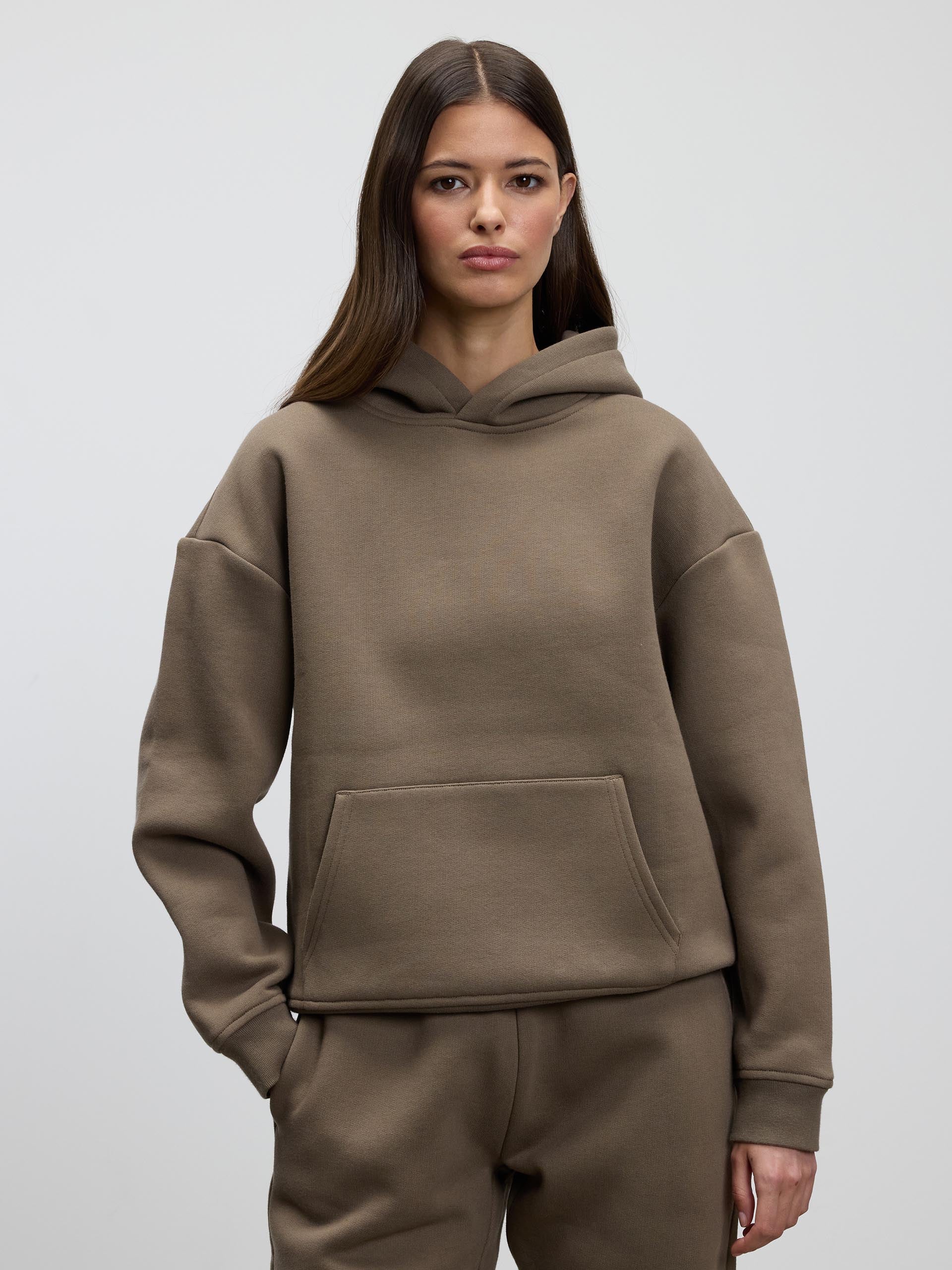 Womens Relaxed Hoodie in Taupe