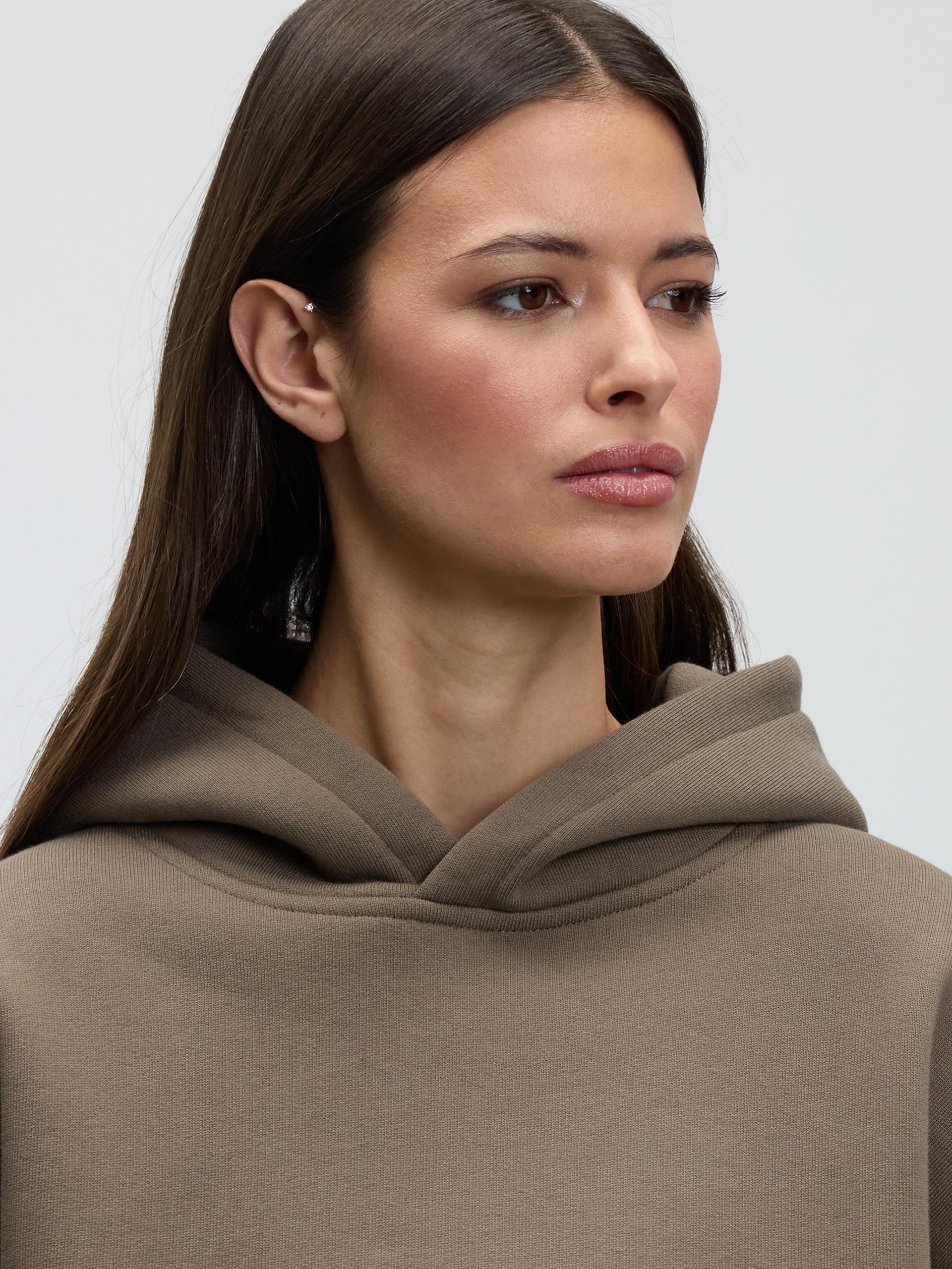 Womens Relaxed Hoodie in Taupe