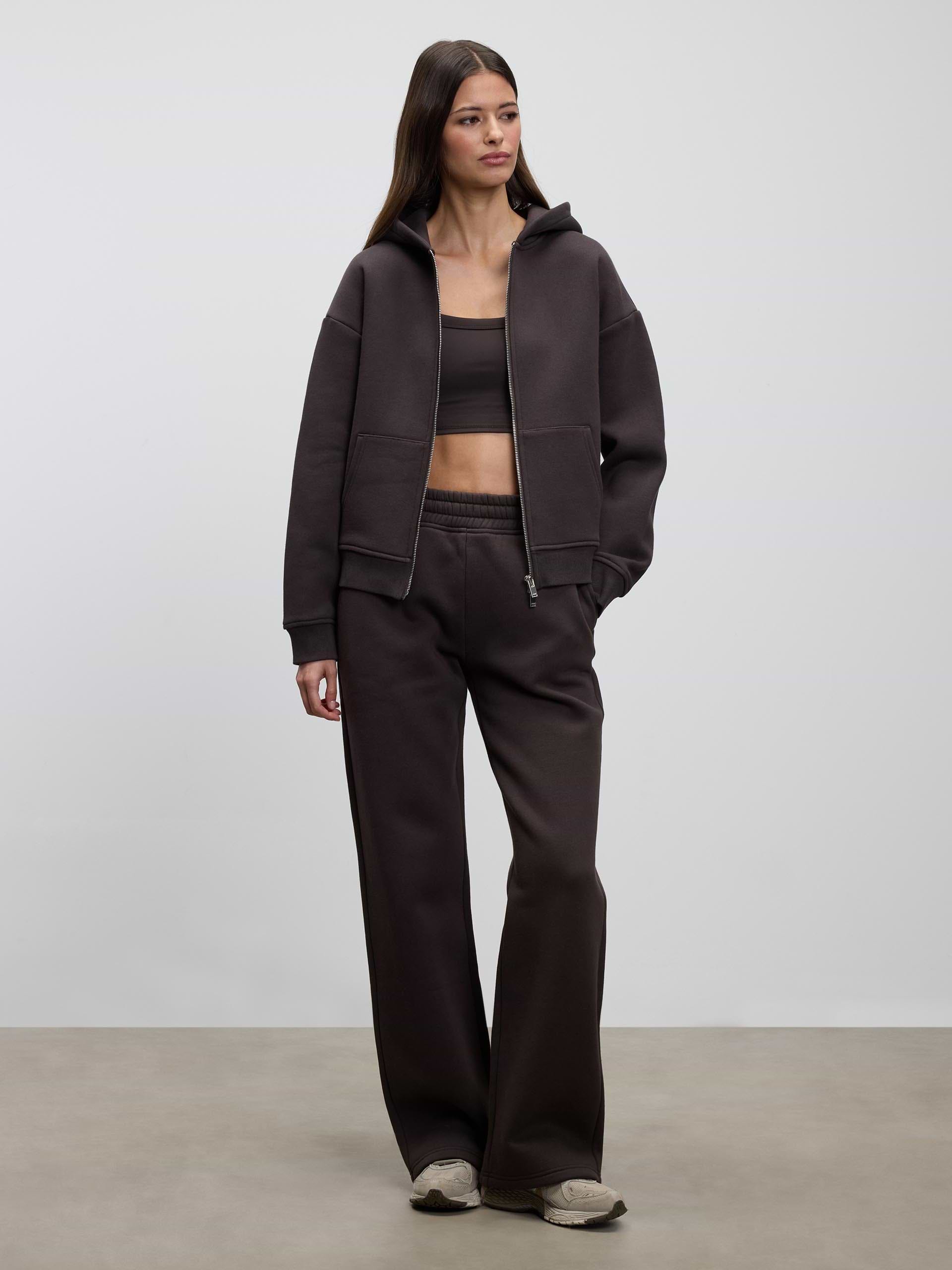 Womens Relaxed Zip Hoodie in Brown