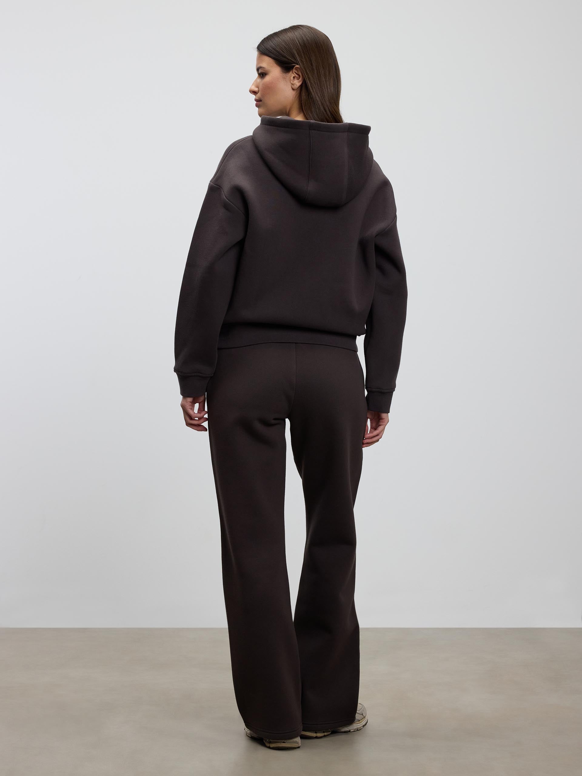 Womens Relaxed Zip Hoodie in Brown