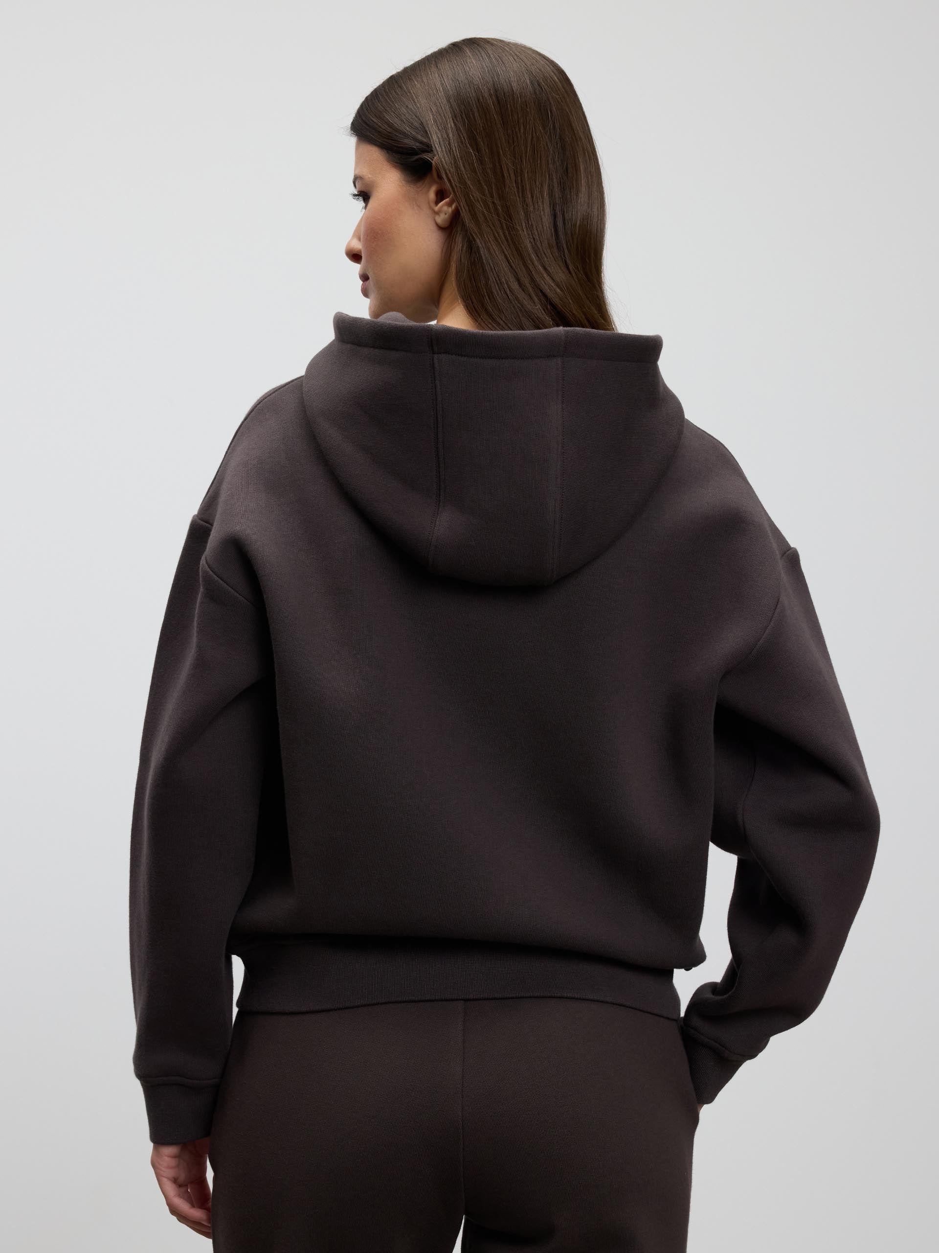 Womens Relaxed Zip Hoodie in Brown