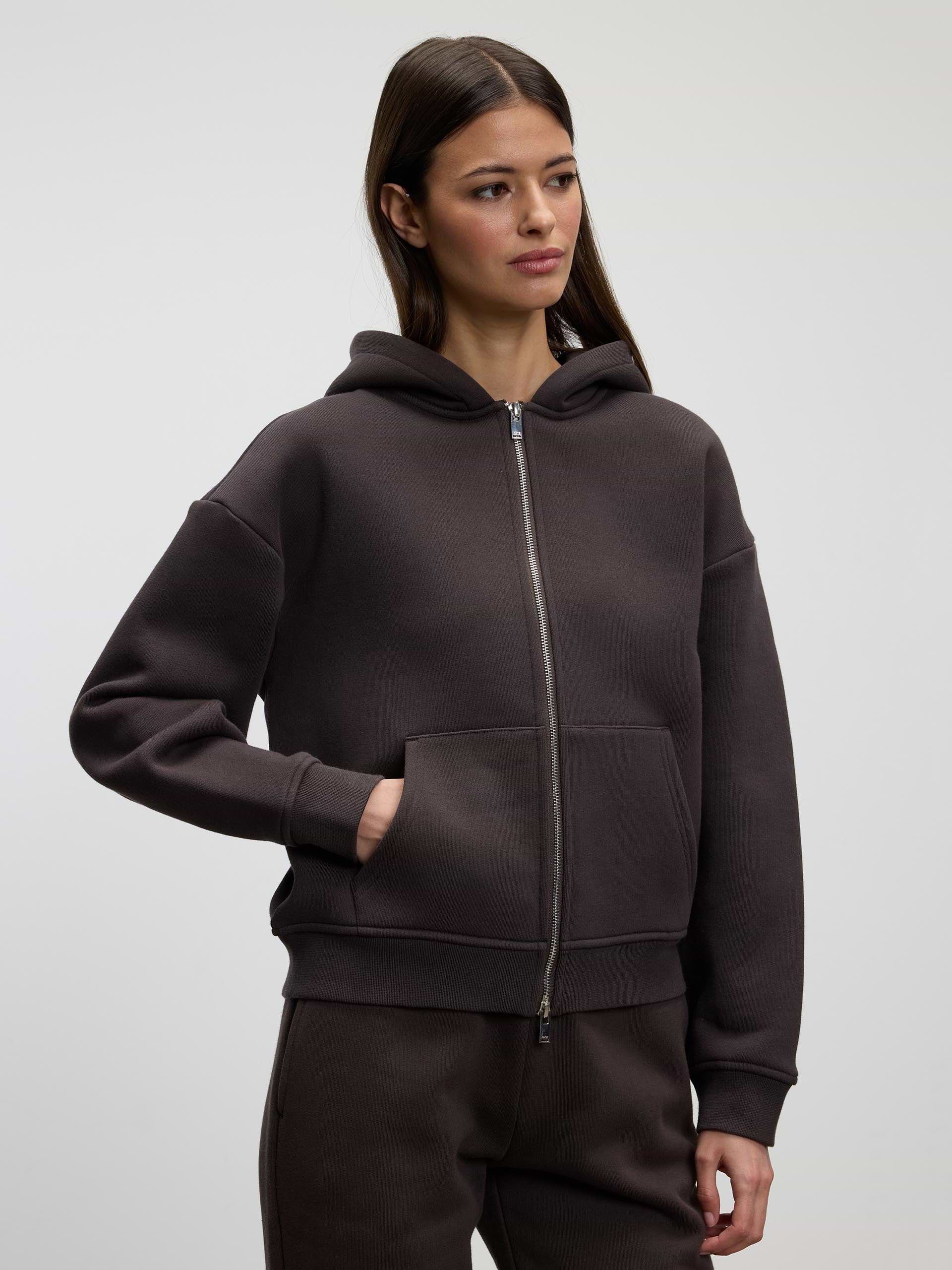 Womens Relaxed Zip Hoodie in Brown