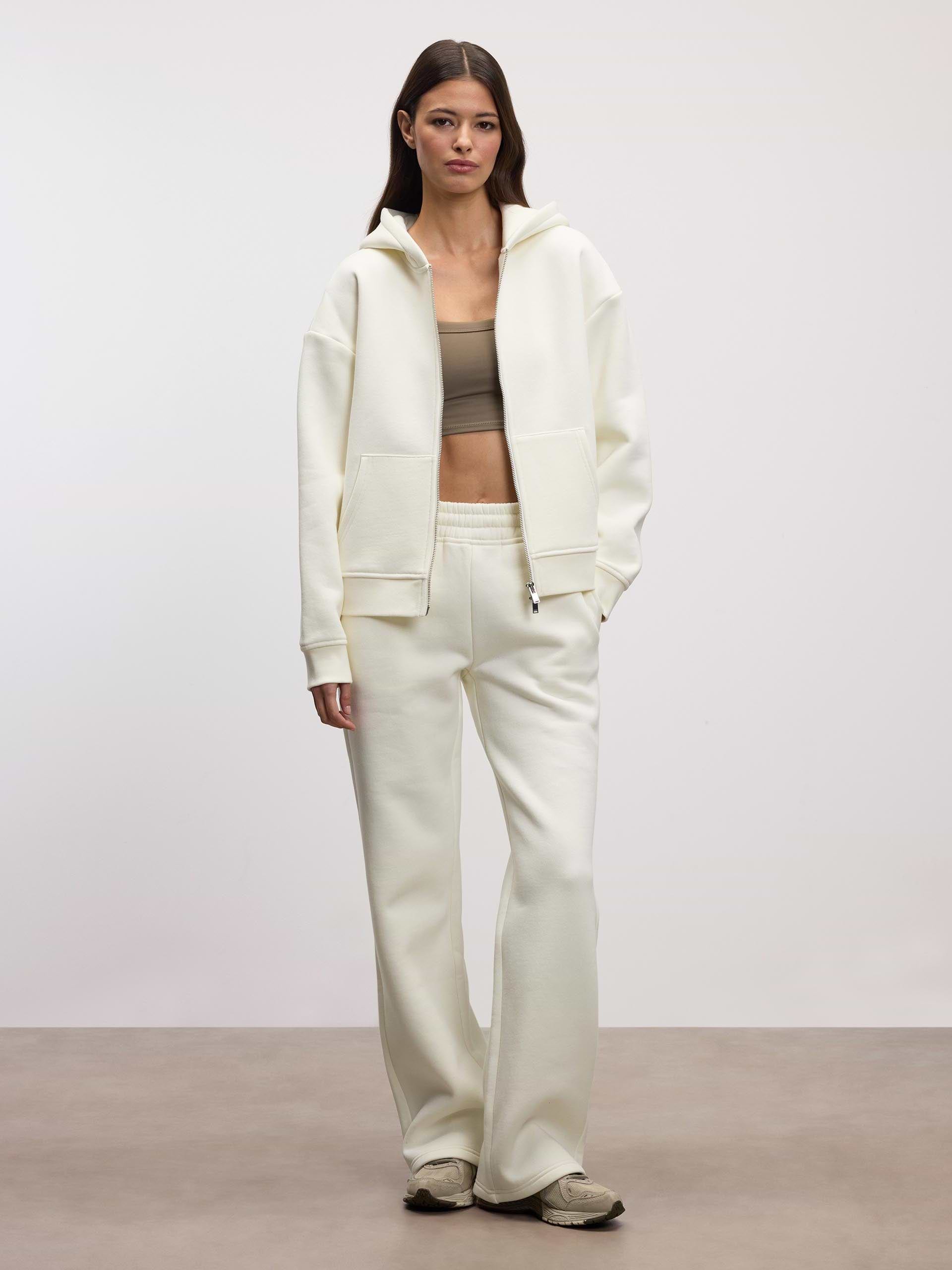 Womens Relaxed Zip Hoodie in Ecru