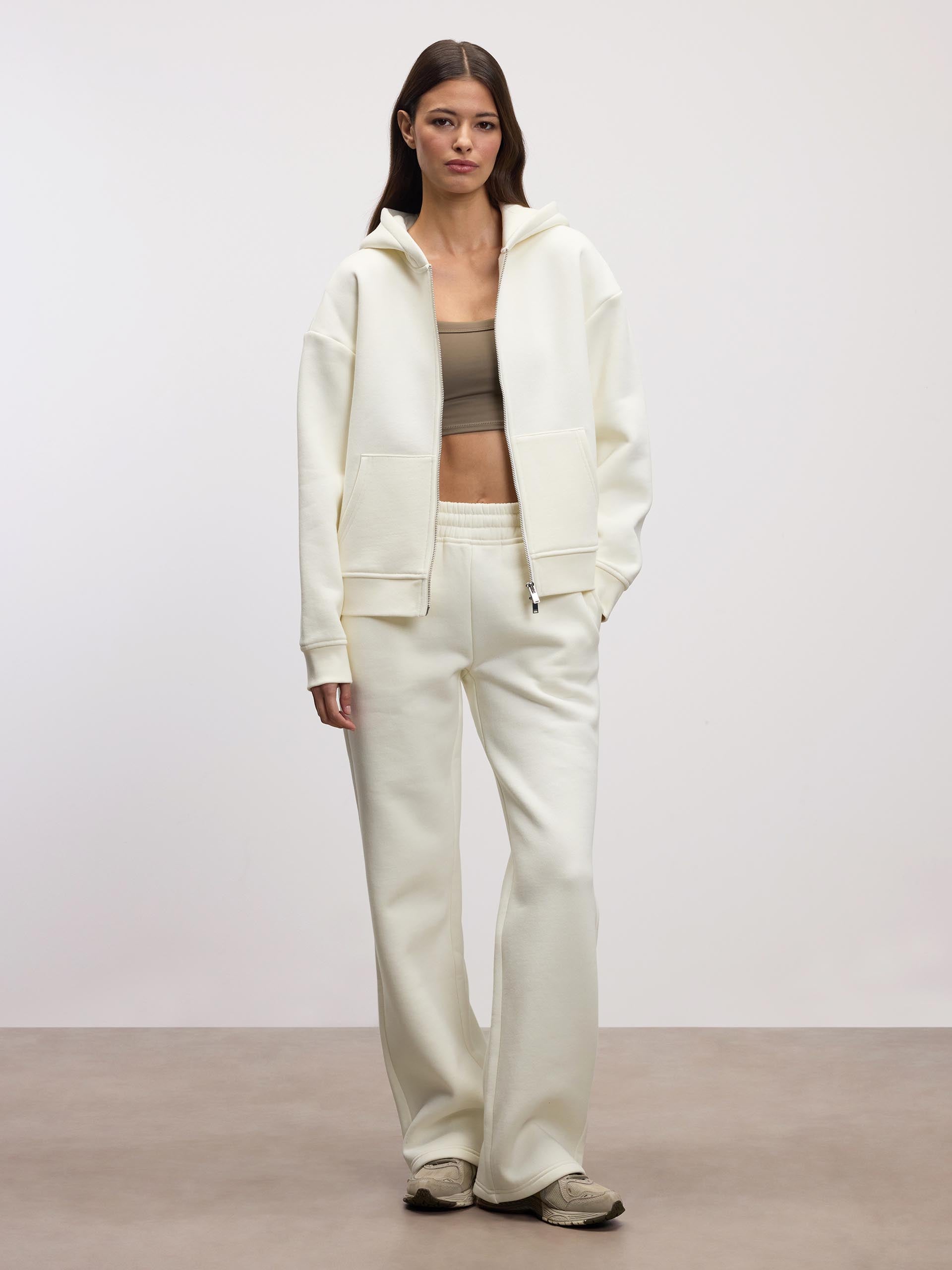 Womens Relaxed Zip Hoodie in Ecru