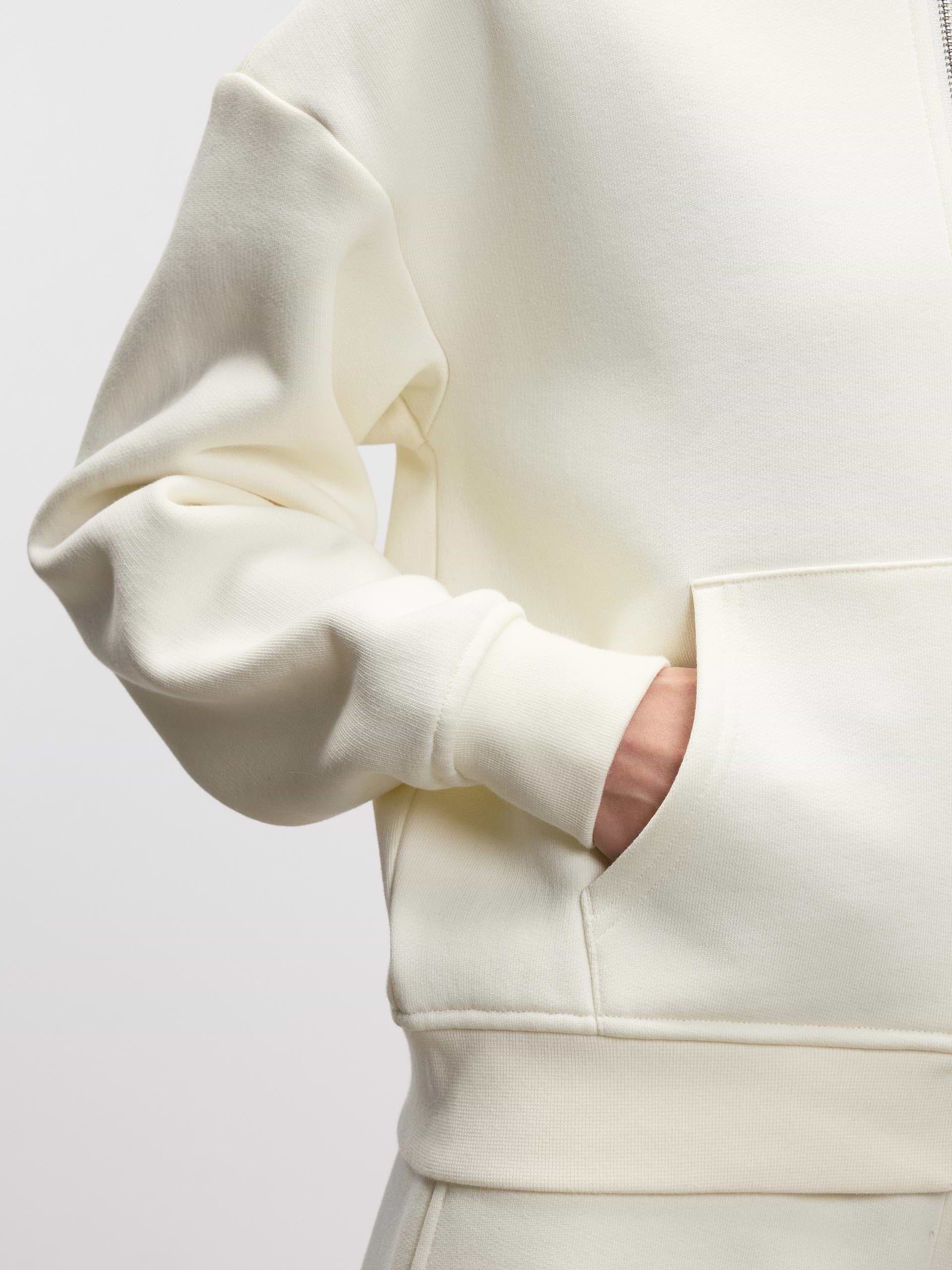 Womens Relaxed Zip Hoodie in Ecru