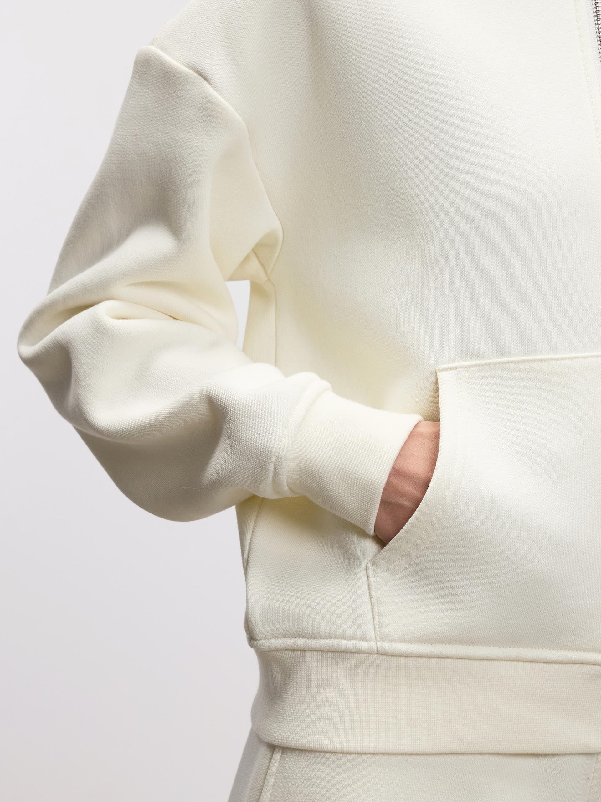 Womens Relaxed Zip Hoodie in Ecru