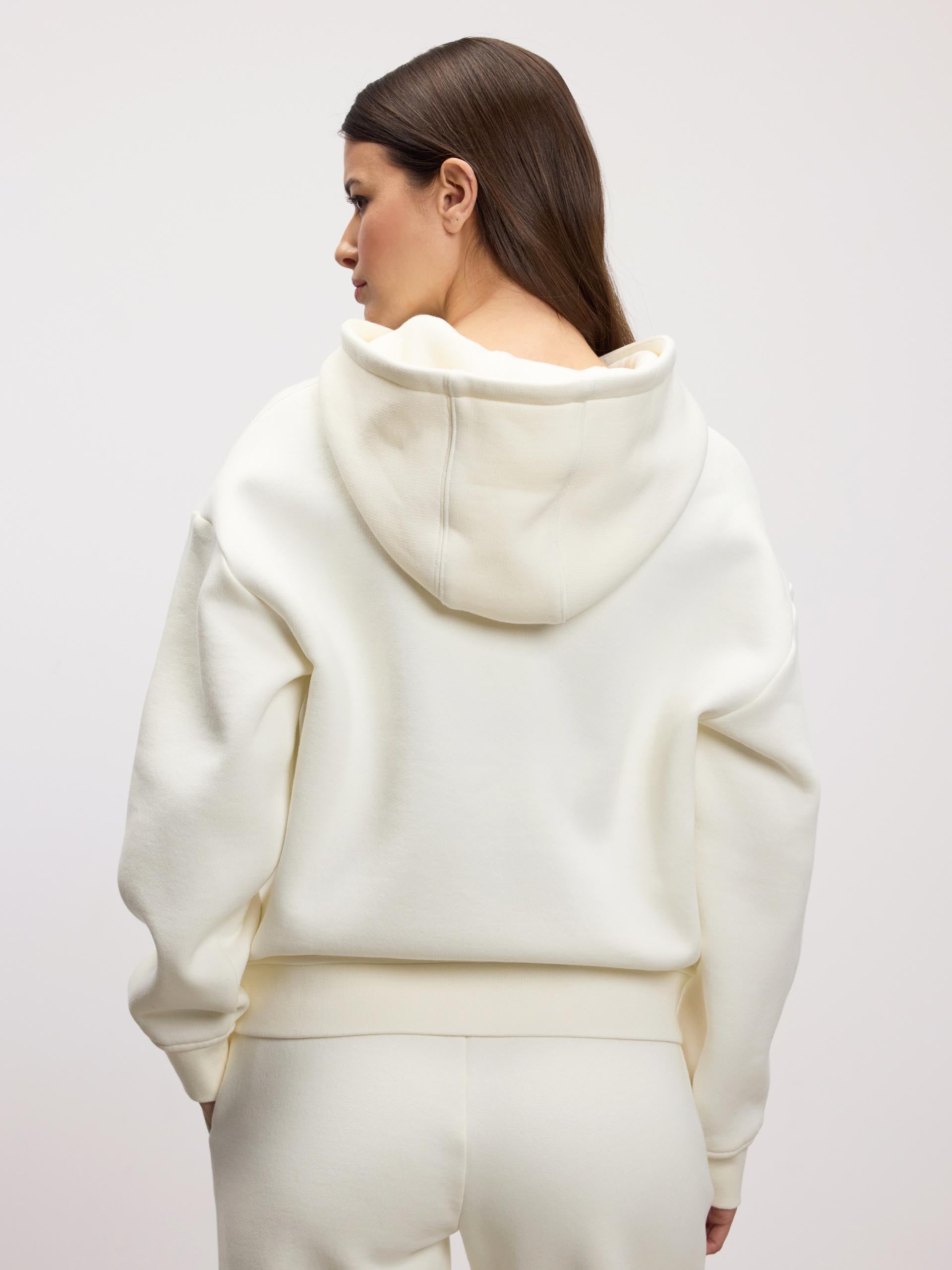 Womens Relaxed Zip Hoodie in Ecru