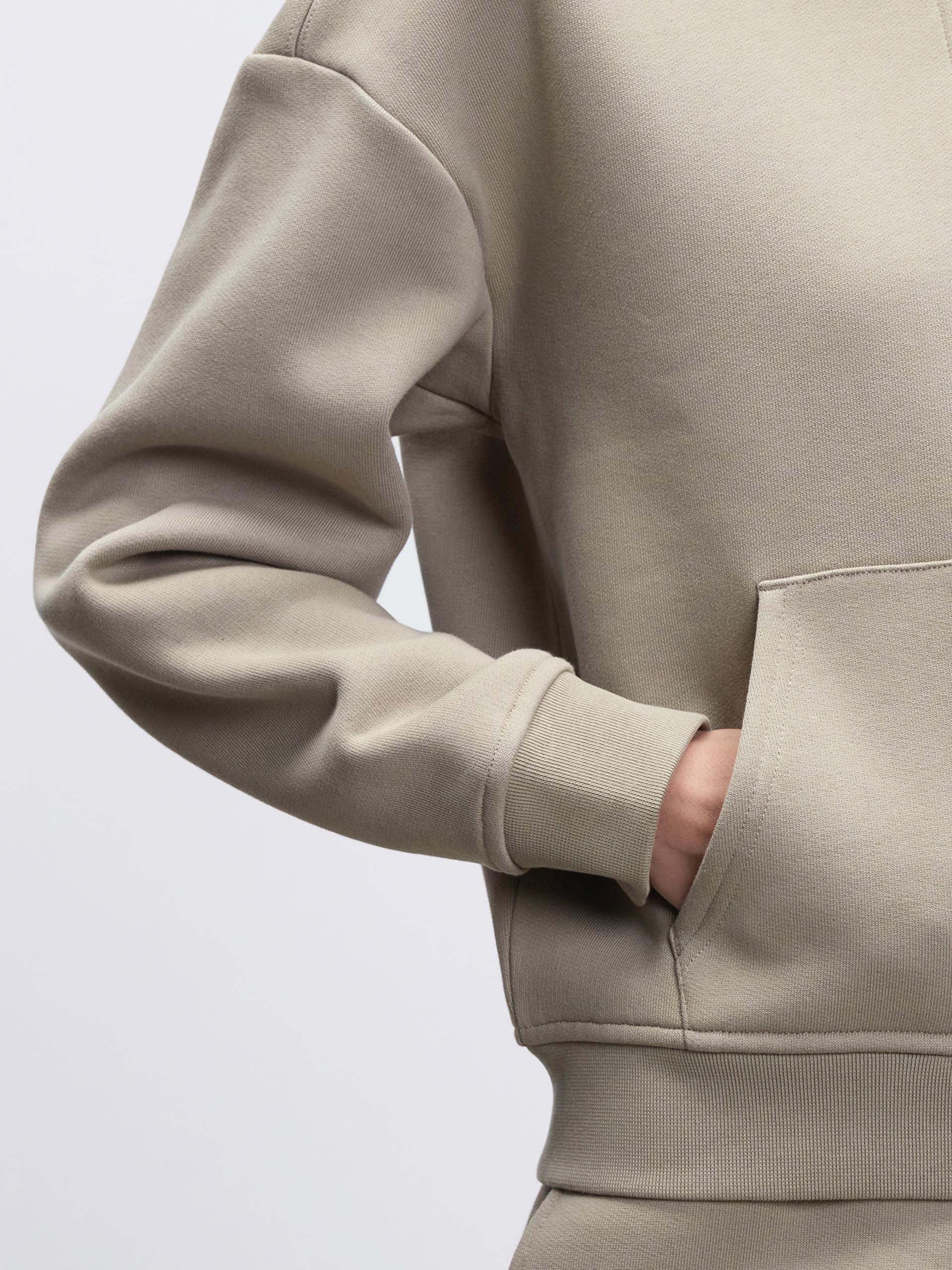 Womens Relaxed Zip Hoodie in Stone